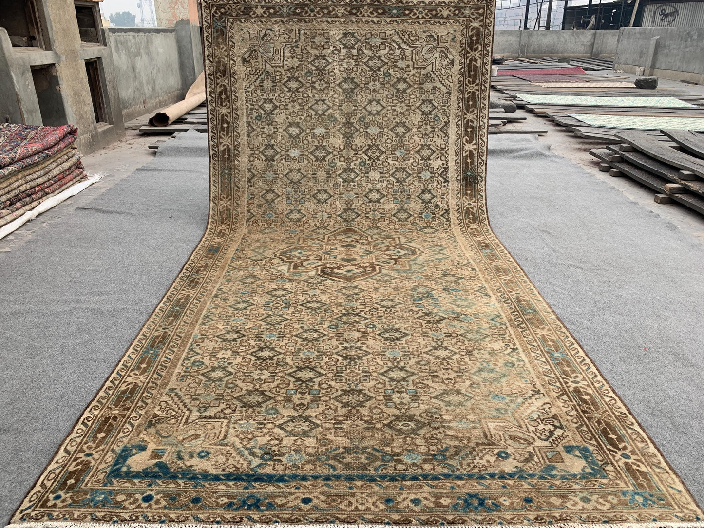 Beige Vintage Runner Rug 5x11 ft Handmade Afghan Wool Rug