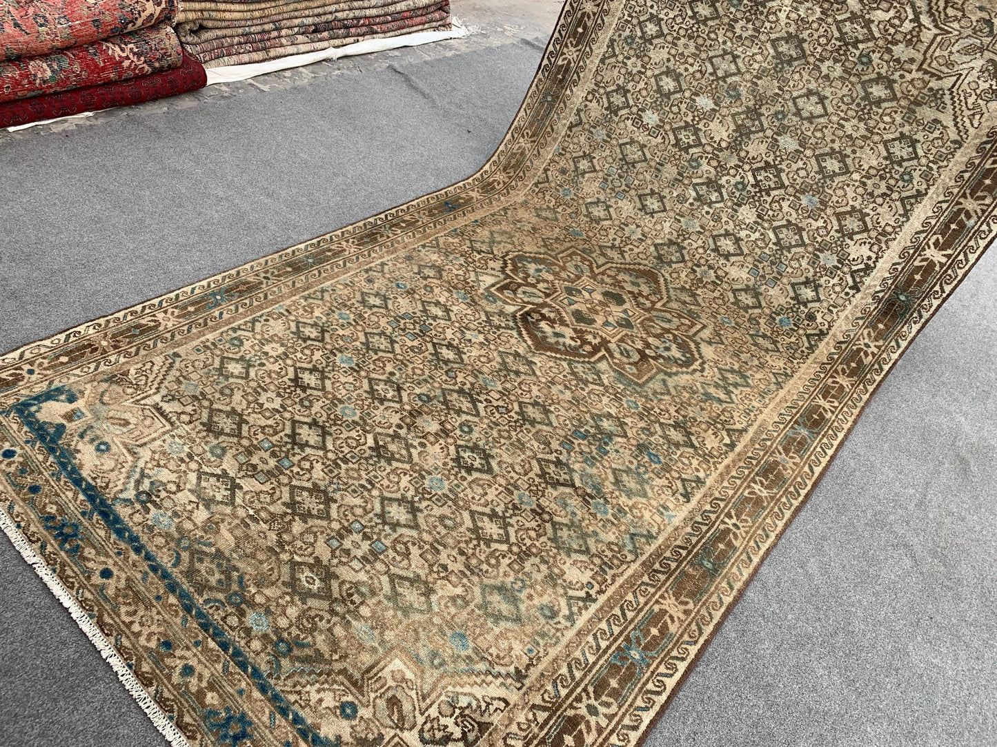 Beige Vintage Runner Rug 5x11 ft Handmade Afghan Wool Rug