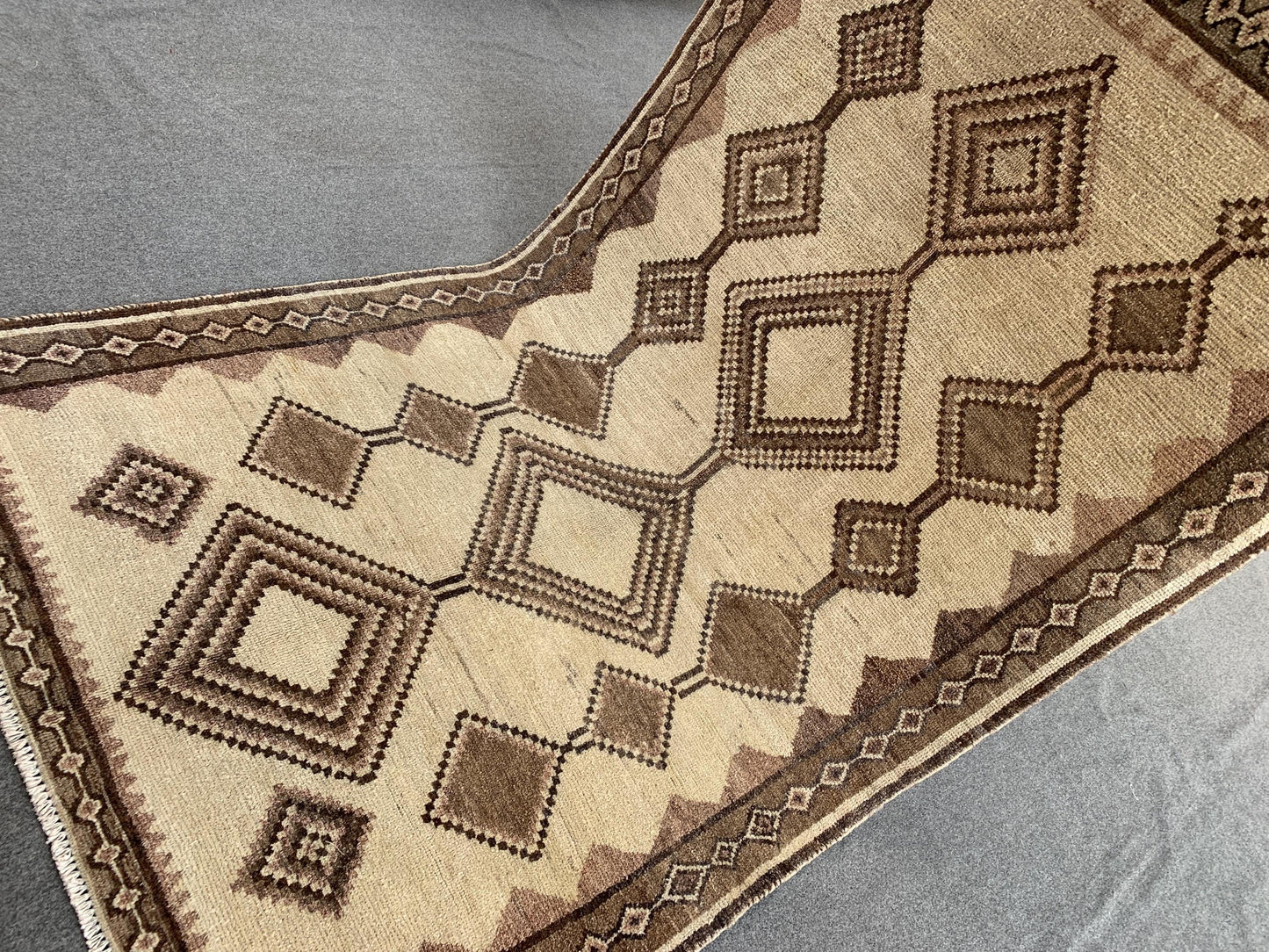 Geometric Vintage Rug 4x7 ft Handmade Afghan Rug, Beige Antique Rug Low Pile