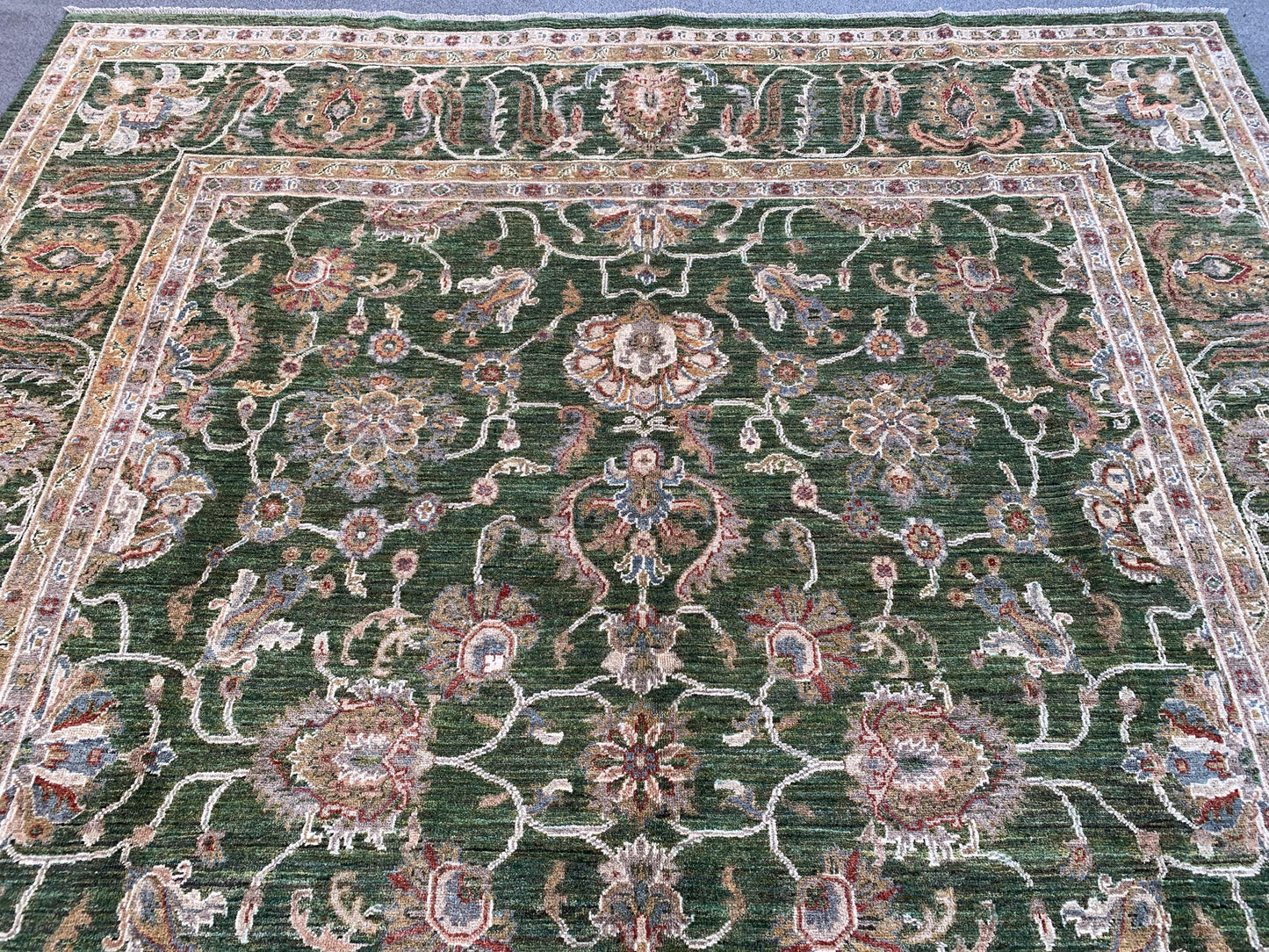 Turquoise Green Rug Handmade Wool Rug, Natural dyes Rug Large Afghan Floral Chobi Rug, Turkmen Traditional Rug, Bedroom Living Room Rug 8x11