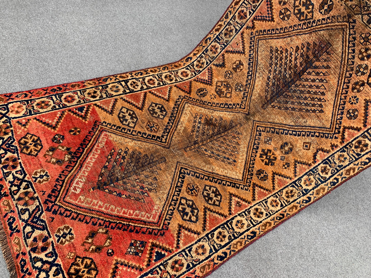 1950s Antique Rug Caucasian design Rug, One of a kind Rug, Afghan Handmade Wool Rug Turkmen Tribal Rug Low Pile Rug, Kitchen Bedroom Rug 4x6