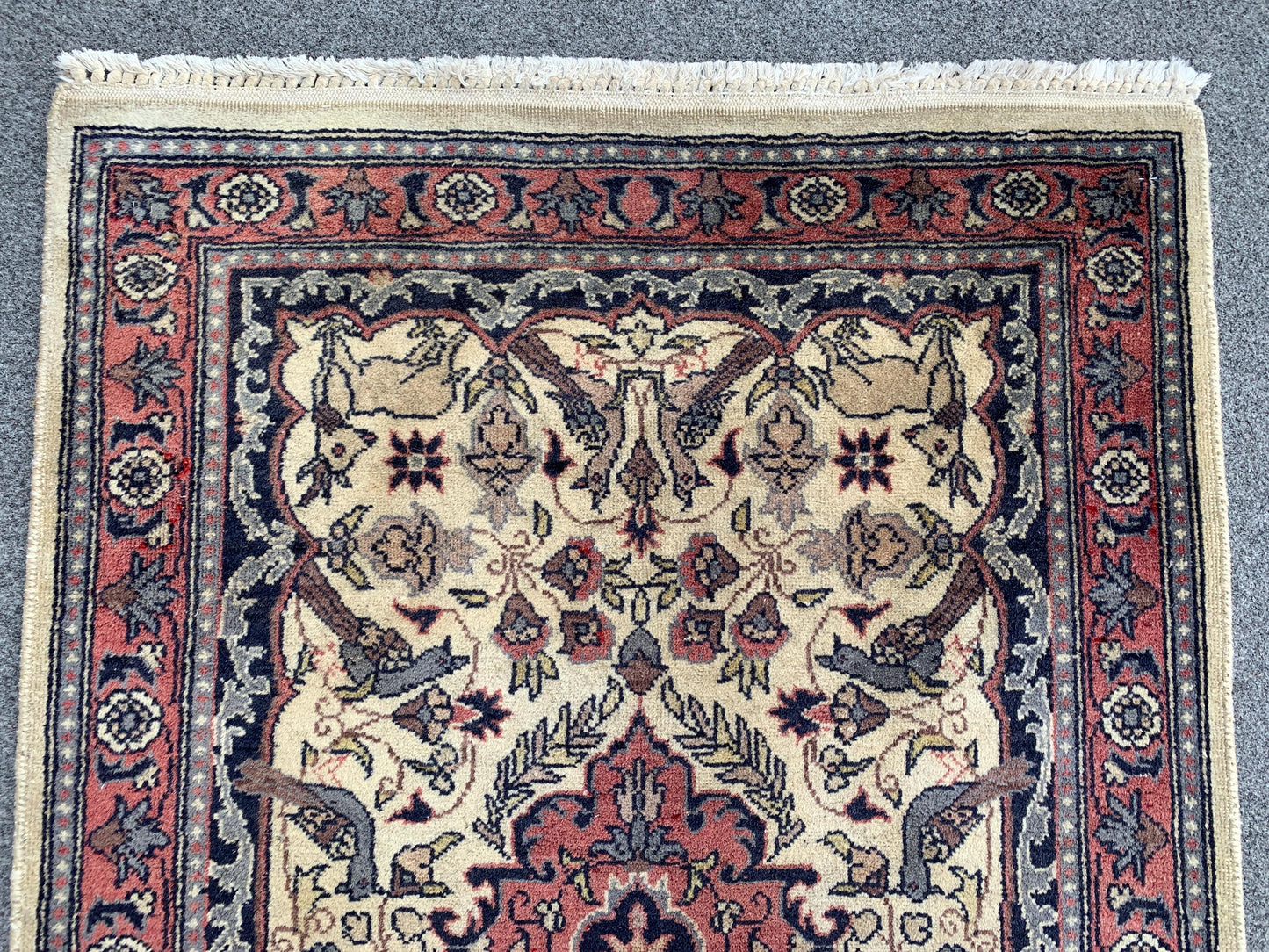 Animal Hunting Scene Rug, Small Pictorial Vintage Rug, Hand Knotted Wool Rug, Turkish design Rug, Home Decor Bedroom Rug Entryway Rug 2x3 ft