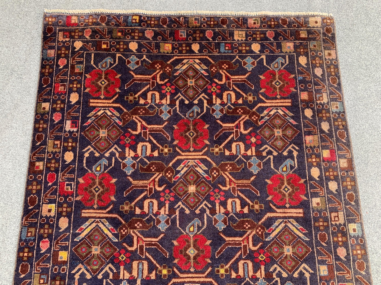 Vintage Herati Rug Afghan Baluchi Rug Hand Knotted Wool Area Rug, Oriental Rug Tribal Rug Home Decor Rug, Bedroom Rug Living Room Rug 4x7 ft