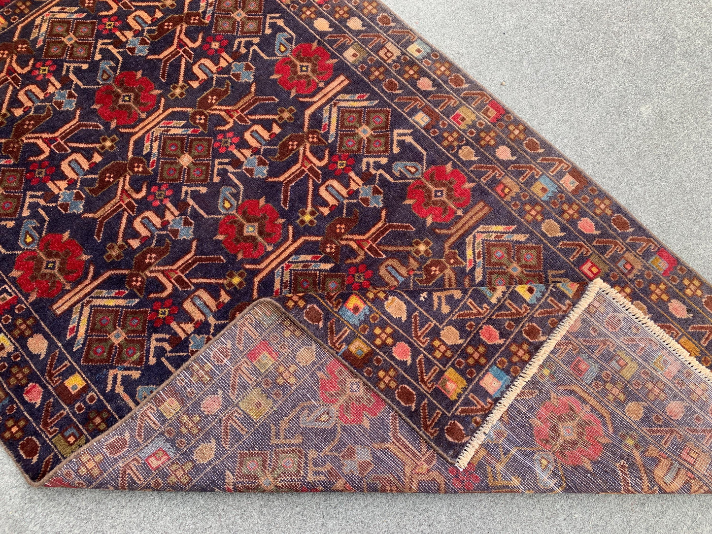 Vintage Herati Rug Afghan Baluchi Rug Hand Knotted Wool Area Rug, Oriental Rug Tribal Rug Home Decor Rug, Bedroom Rug Living Room Rug 4x7 ft