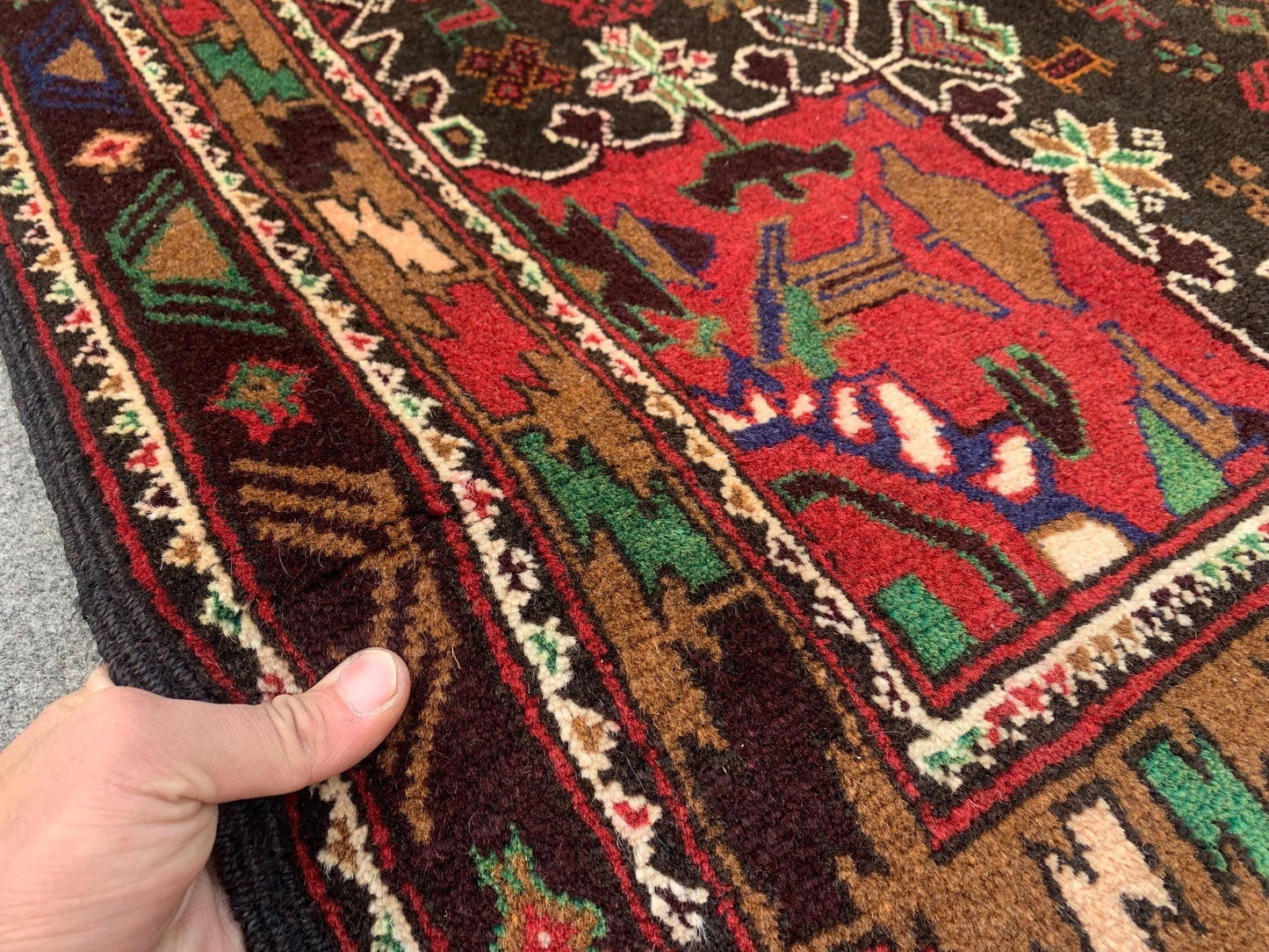 Vintage Geometric Rug 4x7 ft Afghan Handmade Rug, Famous Herati Rug Baluchi Rug, Oriental Wool Rug Pictorial Rug Kitchen Rug Bedroom Rug etc