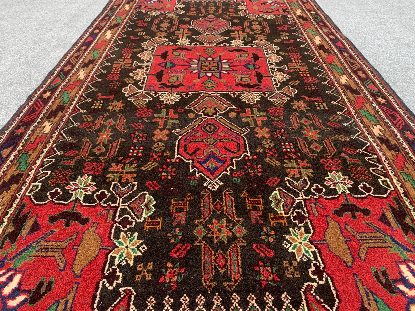 Vintage Geometric Rug 4x7 ft Afghan Handmade Rug, Famous Herati Rug Baluchi Rug, Oriental Wool Rug Pictorial Rug Kitchen Rug Bedroom Rug etc