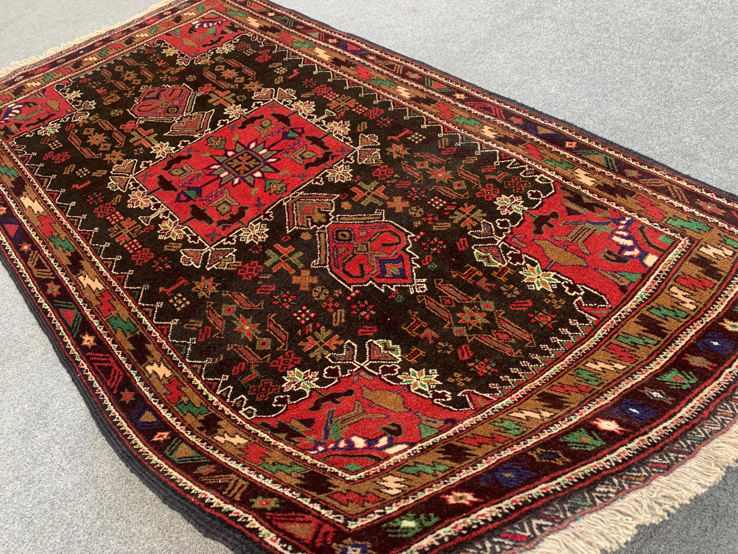 Vintage Geometric Rug 4x7 ft Afghan Handmade Rug, Famous Herati Rug Baluchi Rug, Oriental Wool Rug Pictorial Rug Kitchen Rug Bedroom Rug etc