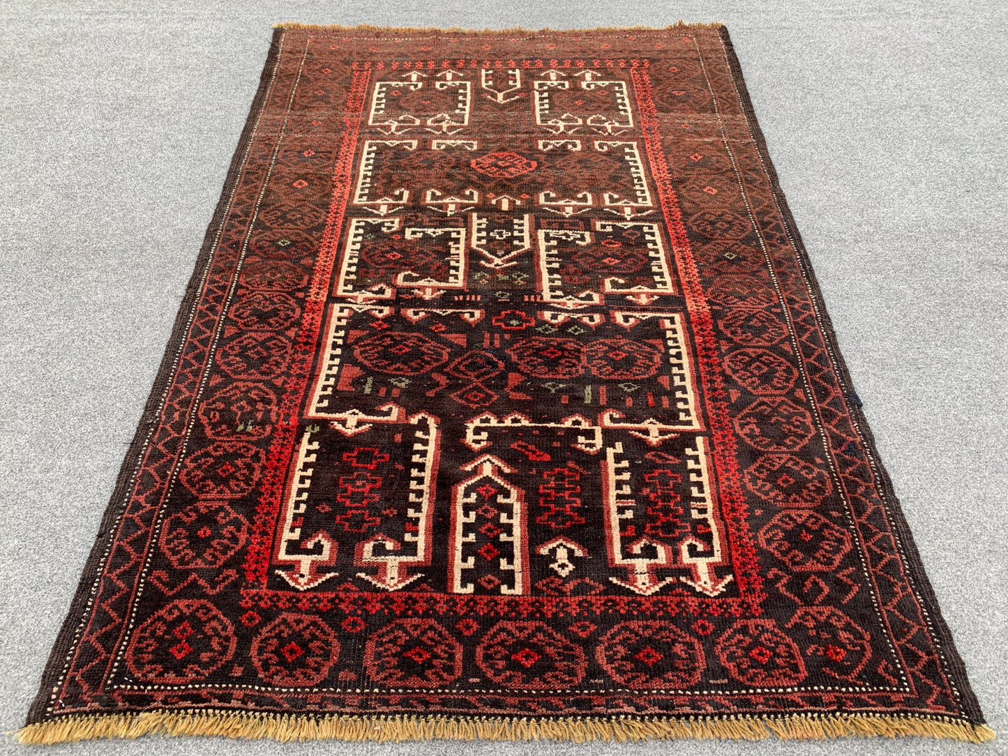 4x6 Vintage Afghani Herati Rug Hand Knotted Wool Rug, Herati Baluchi Rug, Geometric Area Rug Tribal Rug Oriental Rug, Bedroom Rug 3.6x5.5 ft