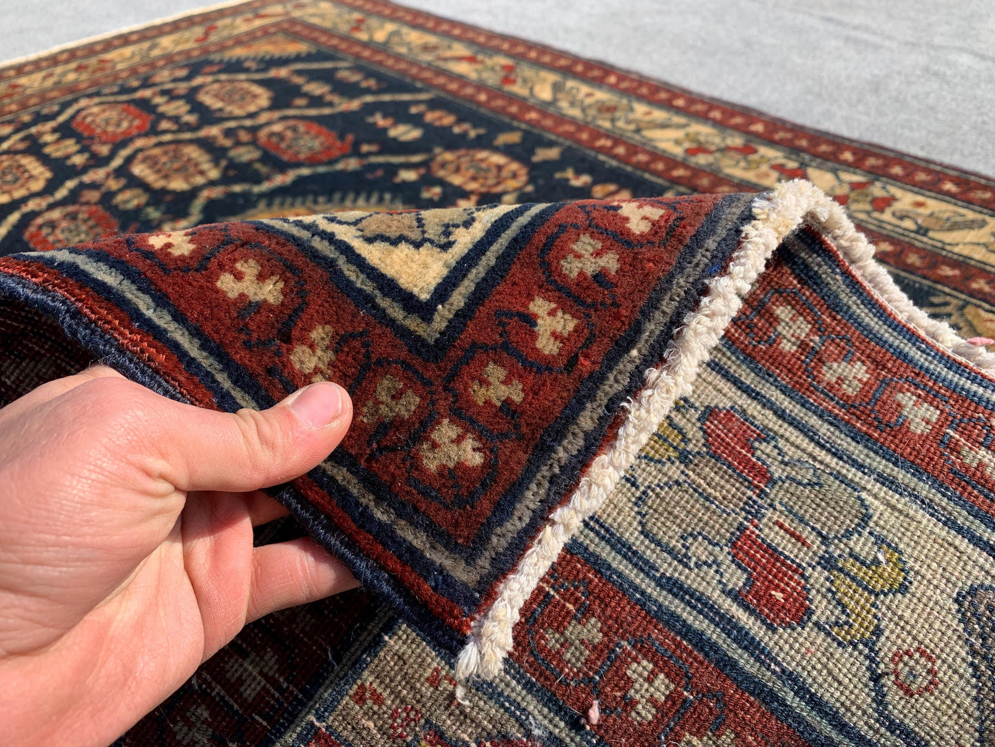 Vintage Turkish design Rug, Small Geometric Rug, Hand Knotted Wool Rug, Antique Area Rug, Low Pile Rug, Bedroom Rug, Kitchen Rug etc 3x5 ft
