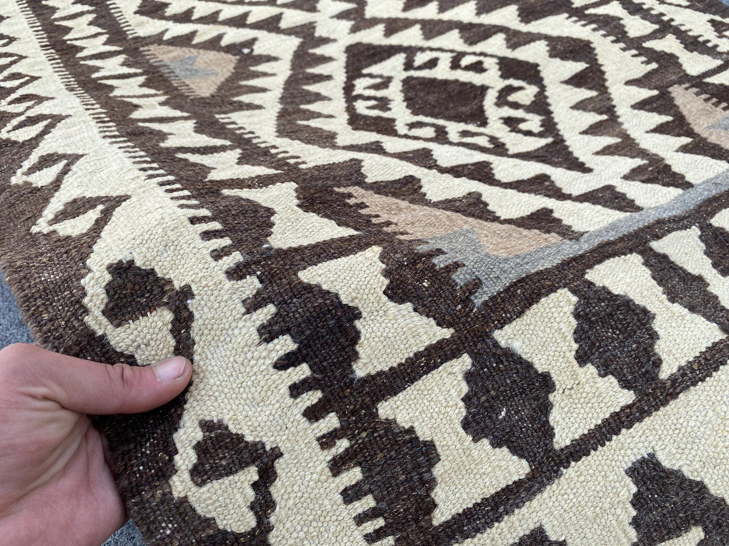 Geometric Maimana Sumak Kilim Runner Rug, Afghan Hand Knotted Rug, Flatweave Kilim Rug Natural Kilim Rug, Bedroom Hallway Runner Rug 3x10 ft