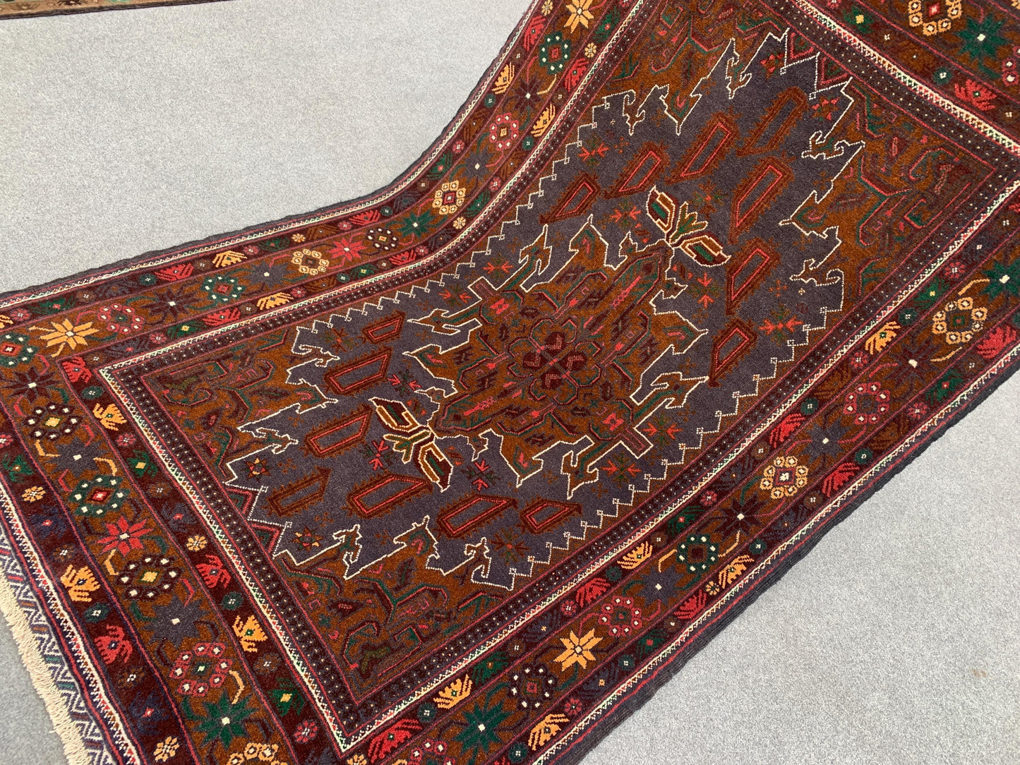 Vintage Rug 4x7 ft Handmade Afghan Rug, Famous Herati Baluchi Rug Oriental Wool Rug, Geometric Rug, Home Decor Living Room Rug, Bedroom Rug.