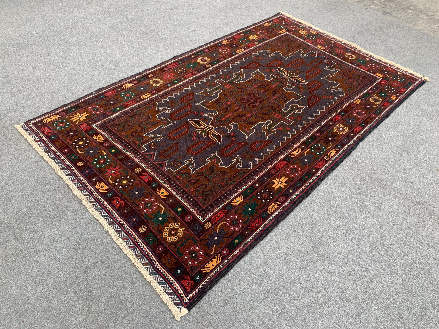 Vintage Rug 4x7 ft Handmade Afghan Rug, Famous Herati Baluchi Rug Oriental Wool Rug, Geometric Rug, Home Decor Living Room Rug, Bedroom Rug.