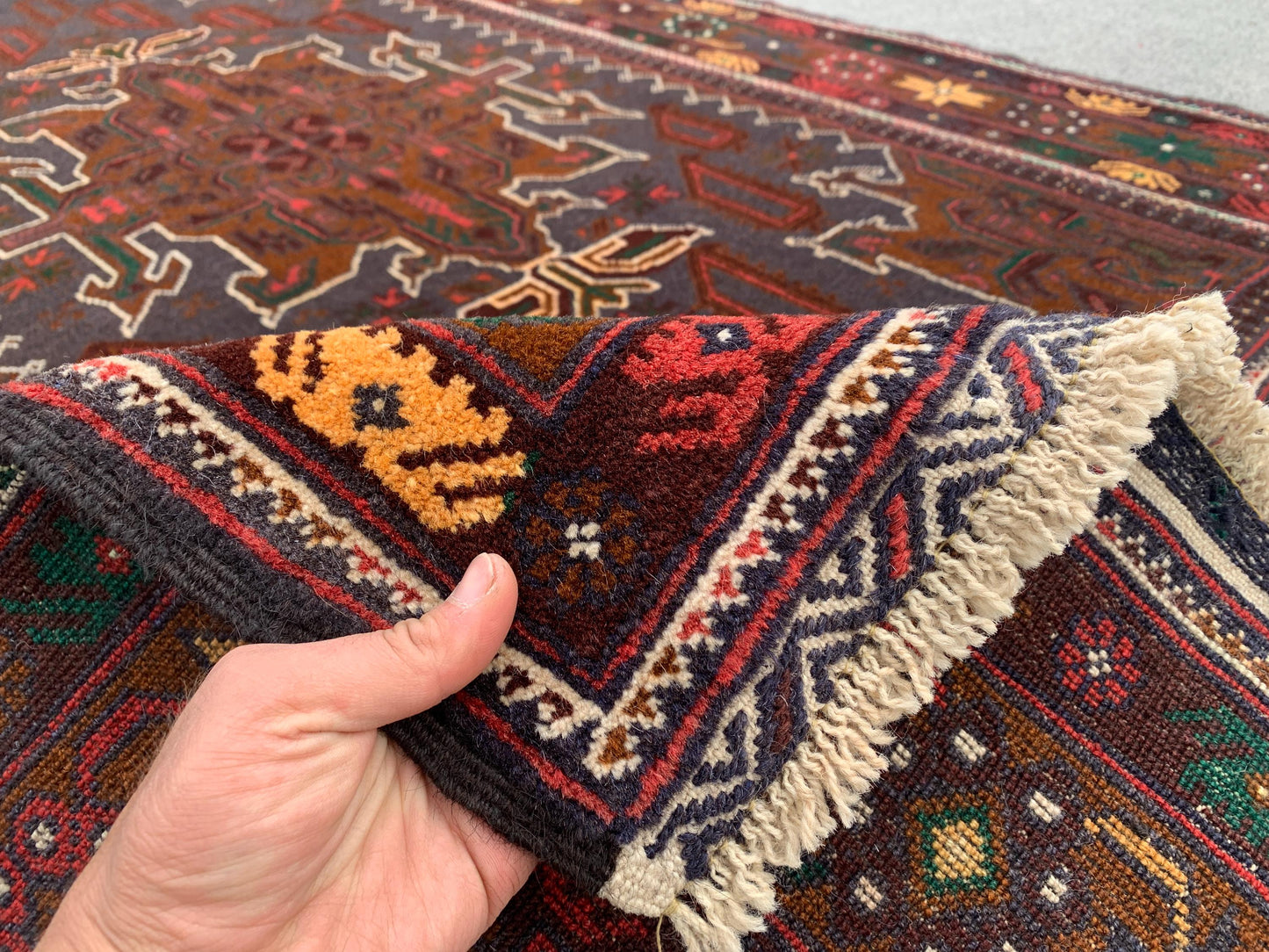 Vintage Rug 4x7 ft Handmade Afghan Rug, Famous Herati Baluchi Rug Oriental Wool Rug, Geometric Rug, Home Decor Living Room Rug, Bedroom Rug.