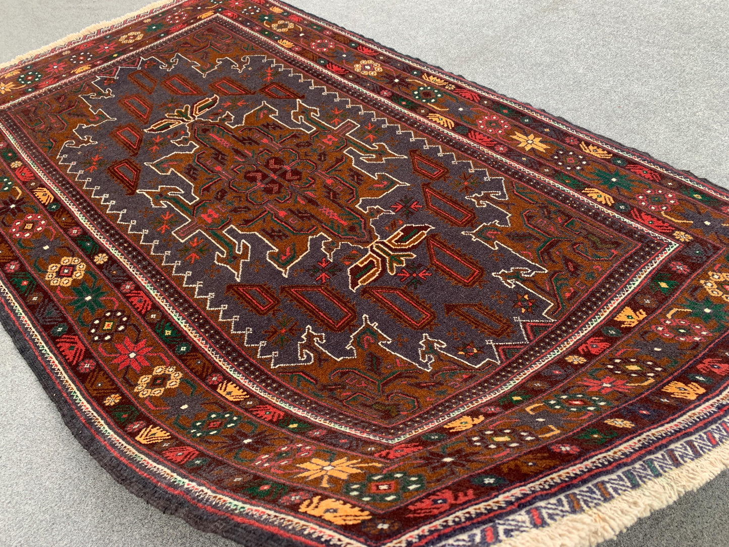 Vintage Rug 4x7 ft Handmade Afghan Rug, Famous Herati Baluchi Rug Oriental Wool Rug, Geometric Rug, Home Decor Living Room Rug, Bedroom Rug.