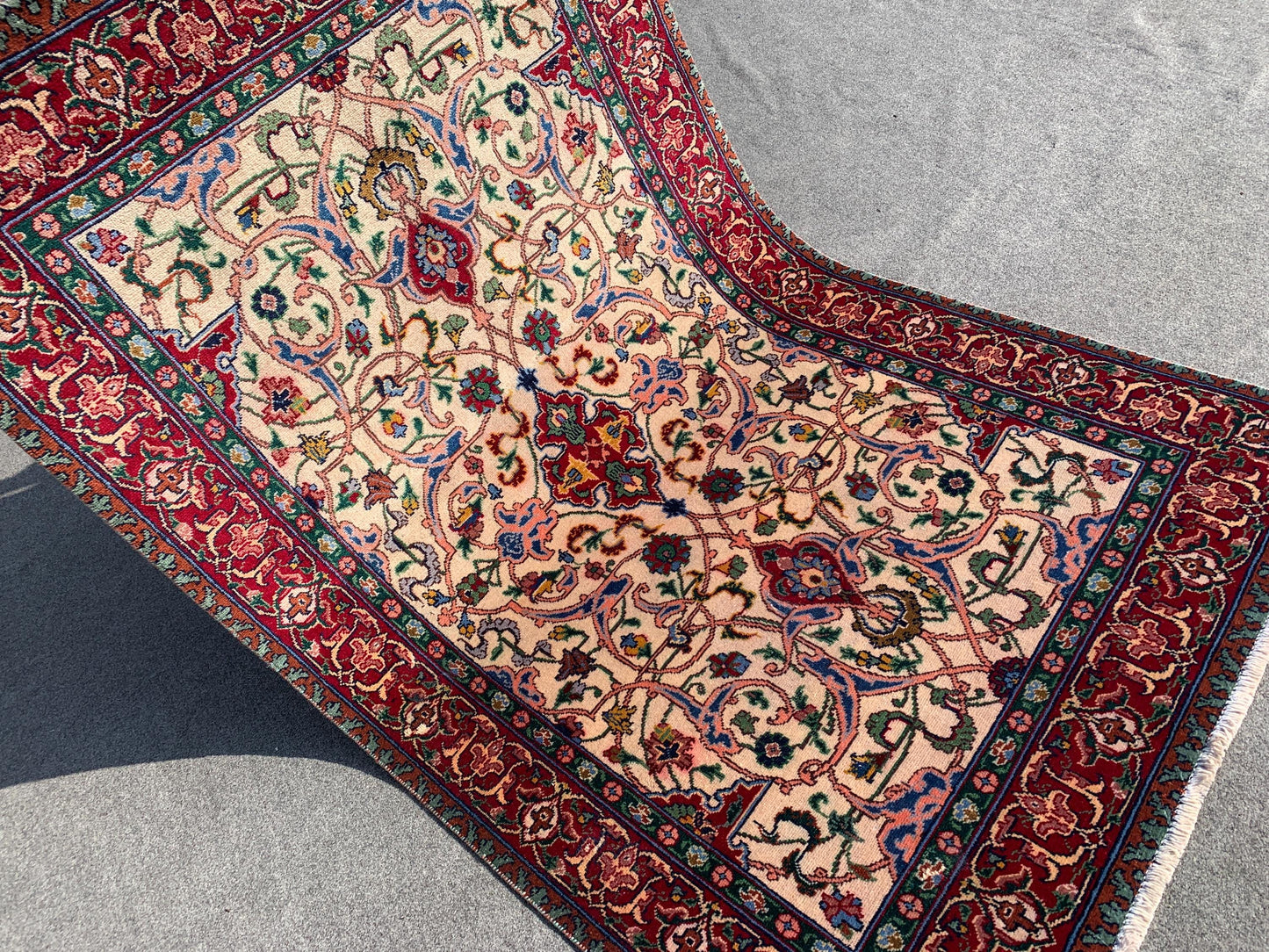 Vintage Turkish design Rug Hand Knotted Wool Rug, Beige Red Rug Geometric Area Rug One of a kind Rug, Home Decor Bedroom Living Room Rug 4x6