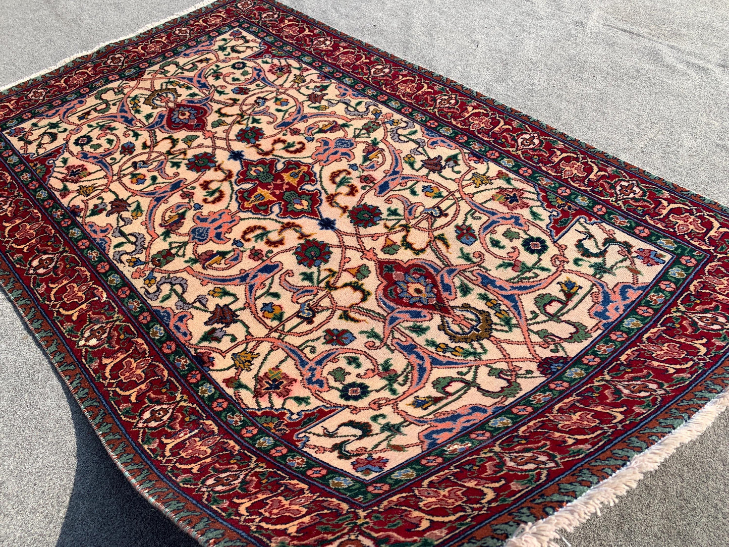 Vintage Turkish design Rug Hand Knotted Wool Rug, Beige Red Rug Geometric Area Rug One of a kind Rug, Home Decor Bedroom Living Room Rug 4x6
