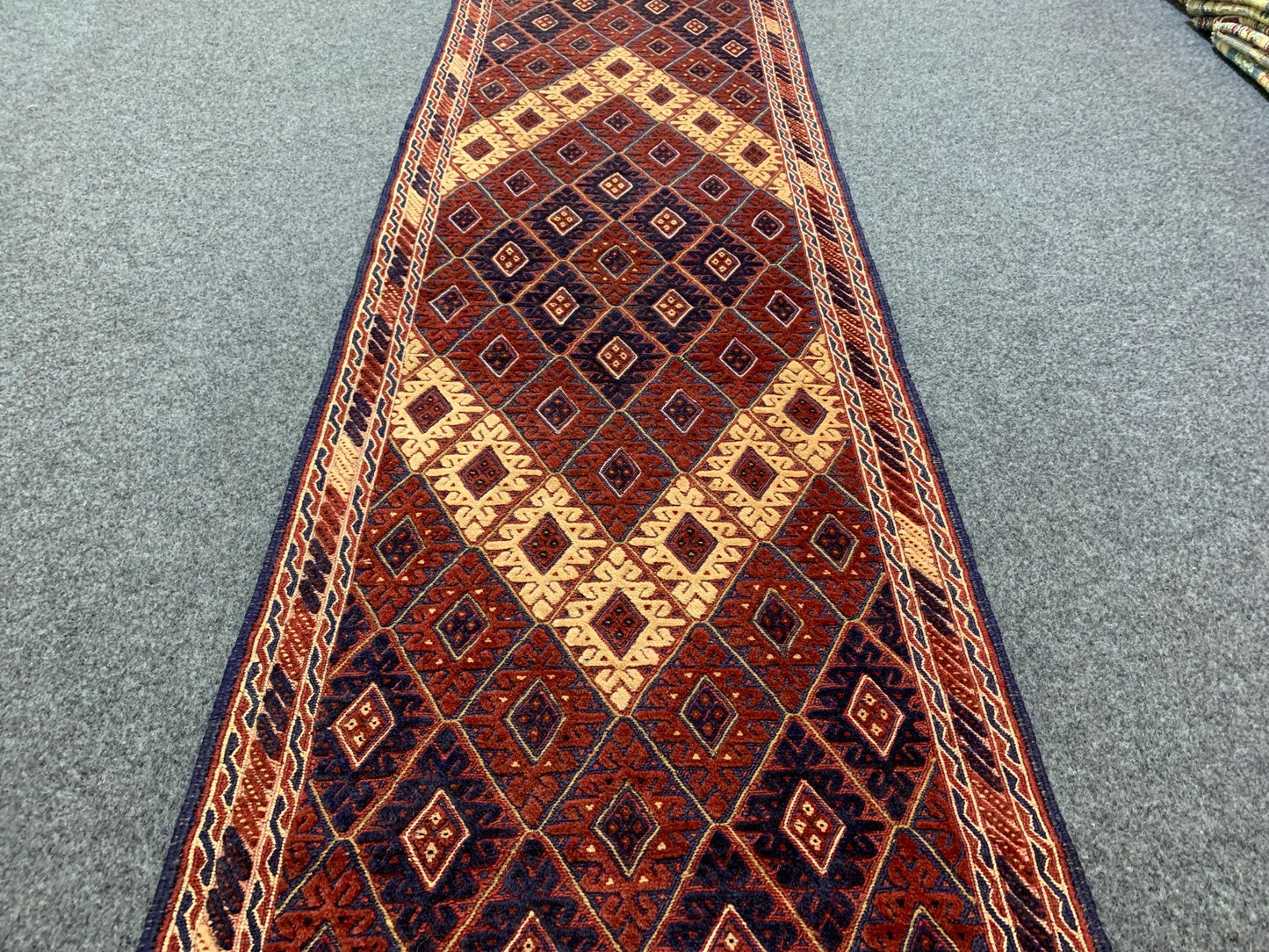 Vintage Mashwani Runner Kilim Rug Afghan Handmade Wool Rug, Herati Mashwani Rug One of a kind Antique Rug, Bedroom Hallway Runner Rug 3x9 ft