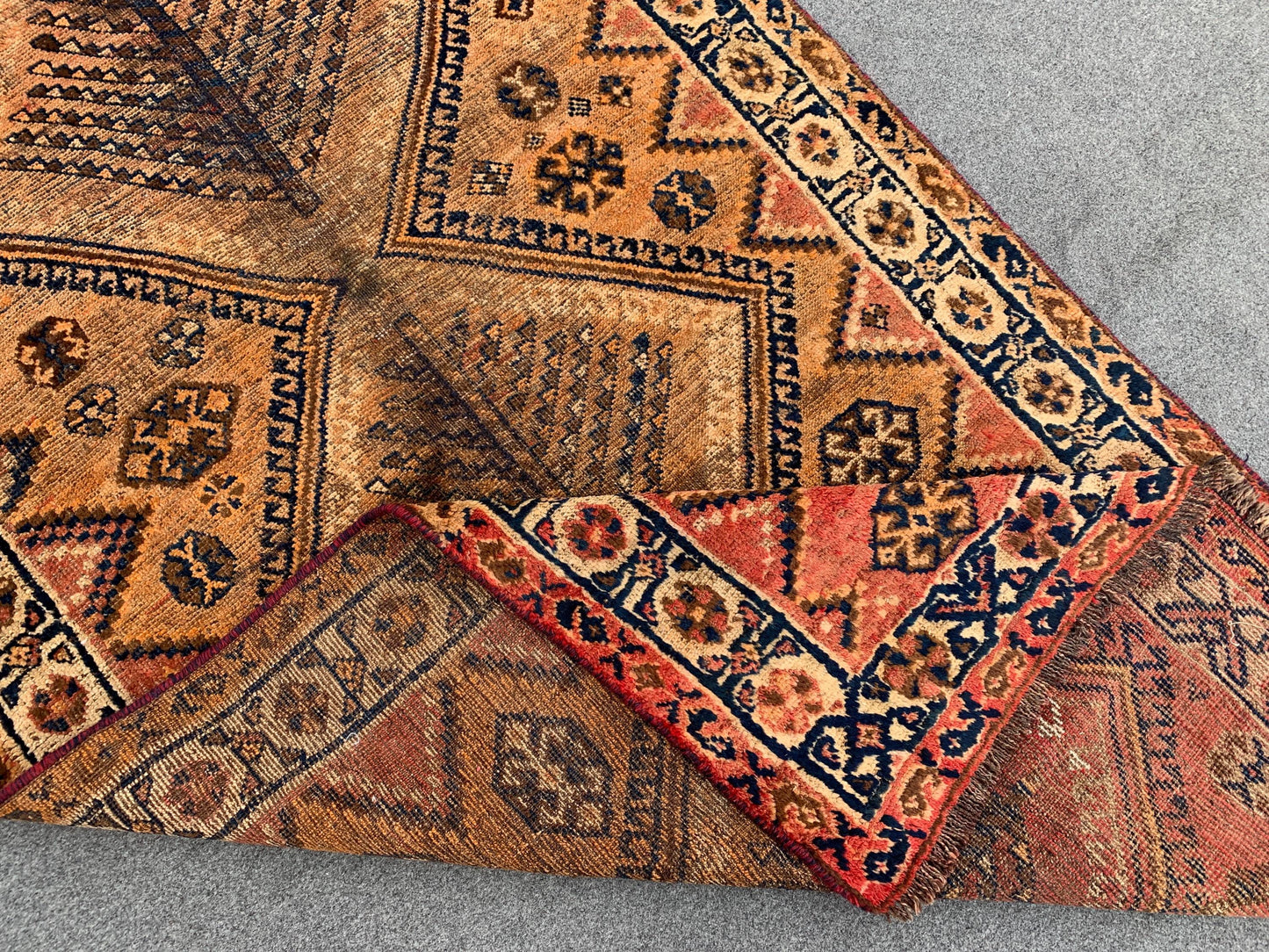 1950s Antique Rug Caucasian design Rug, One of a kind Rug, Afghan Handmade Wool Rug Turkmen Tribal Rug Low Pile Rug, Kitchen Bedroom Rug 4x6