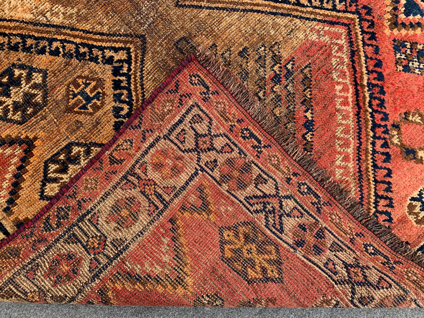 1950s Antique Rug Caucasian design Rug, One of a kind Rug, Afghan Handmade Wool Rug Turkmen Tribal Rug Low Pile Rug, Kitchen Bedroom Rug 4x6