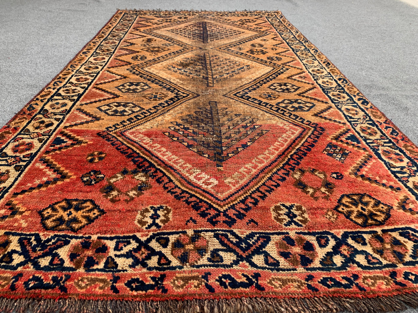 1950s Antique Rug Caucasian design Rug, One of a kind Rug, Afghan Handmade Wool Rug Turkmen Tribal Rug Low Pile Rug, Kitchen Bedroom Rug 4x6