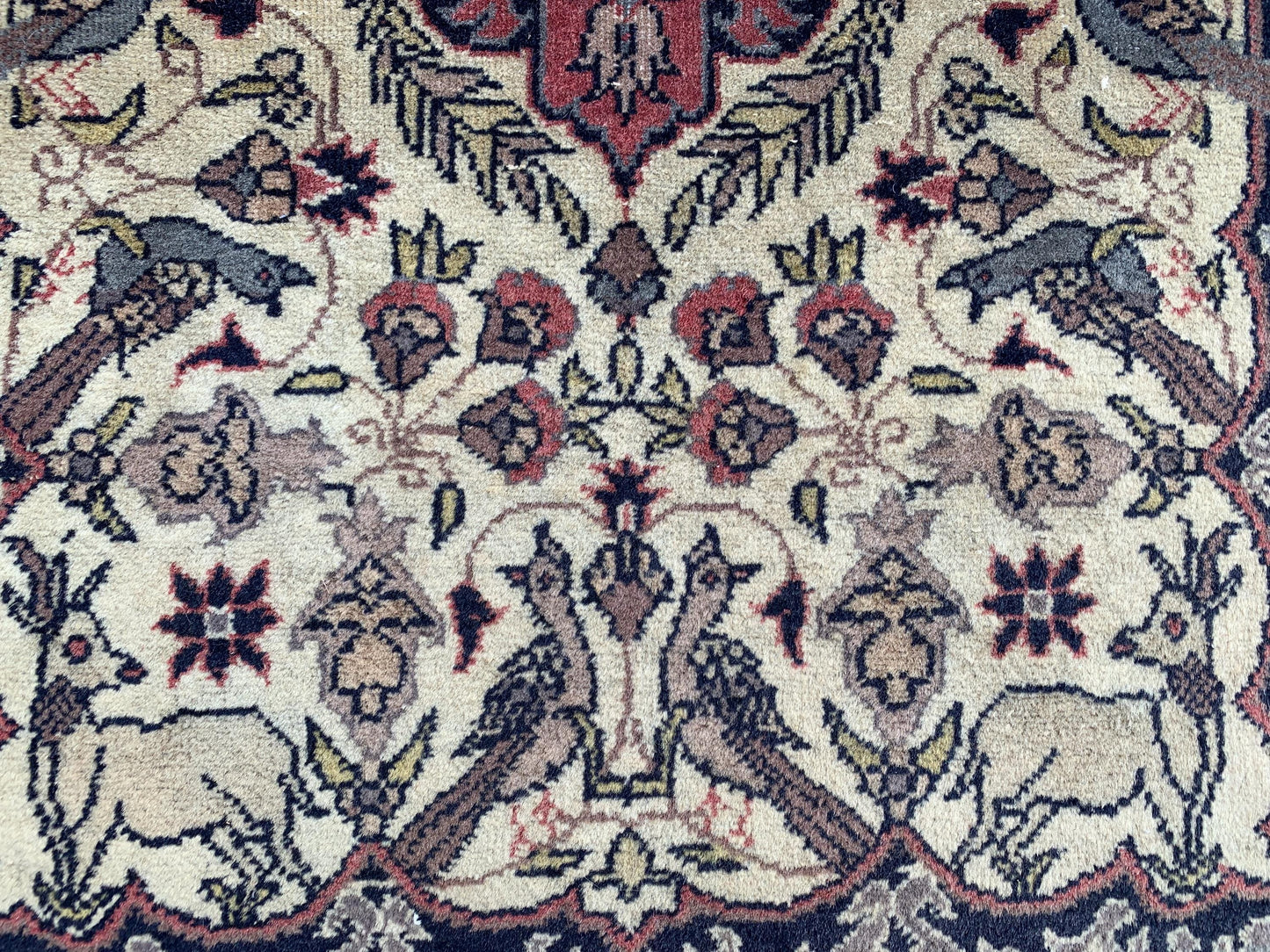 Animal Hunting Scene Rug, Small Pictorial Vintage Rug, Hand Knotted Wool Rug, Turkish design Rug, Home Decor Bedroom Rug Entryway Rug 2x3 ft