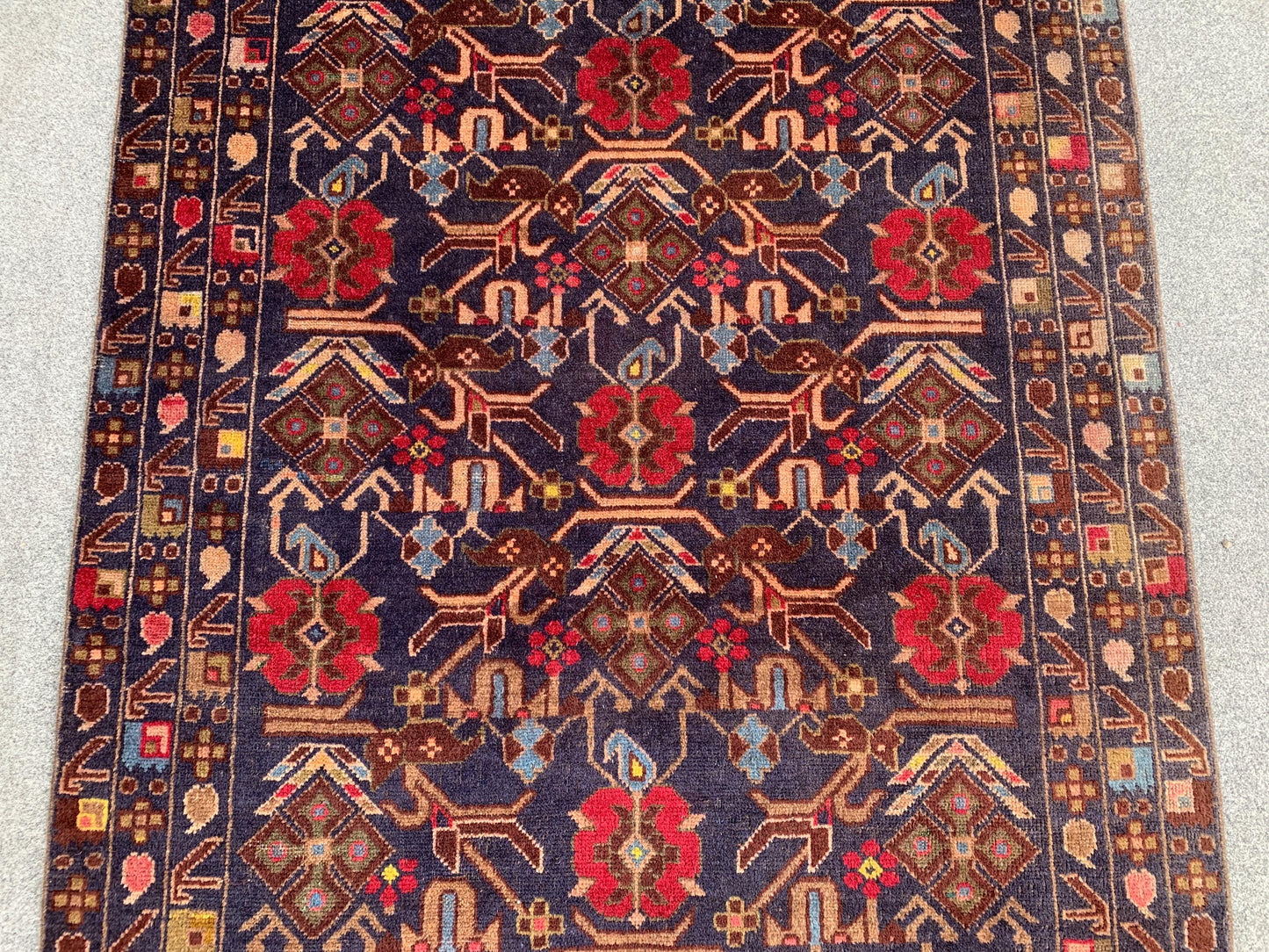 Vintage Herati Rug Afghan Baluchi Rug Hand Knotted Wool Area Rug, Oriental Rug Tribal Rug Home Decor Rug, Bedroom Rug Living Room Rug 4x7 ft
