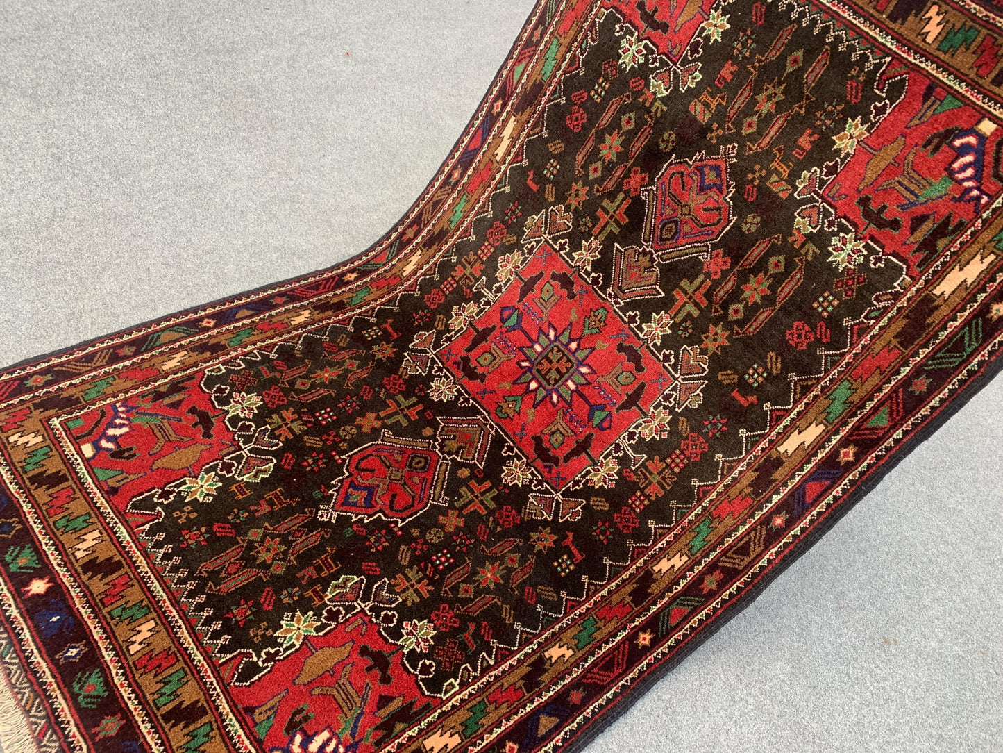 Vintage Geometric Rug 4x7 ft Afghan Handmade Rug, Famous Herati Rug Baluchi Rug, Oriental Wool Rug Pictorial Rug Kitchen Rug Bedroom Rug etc