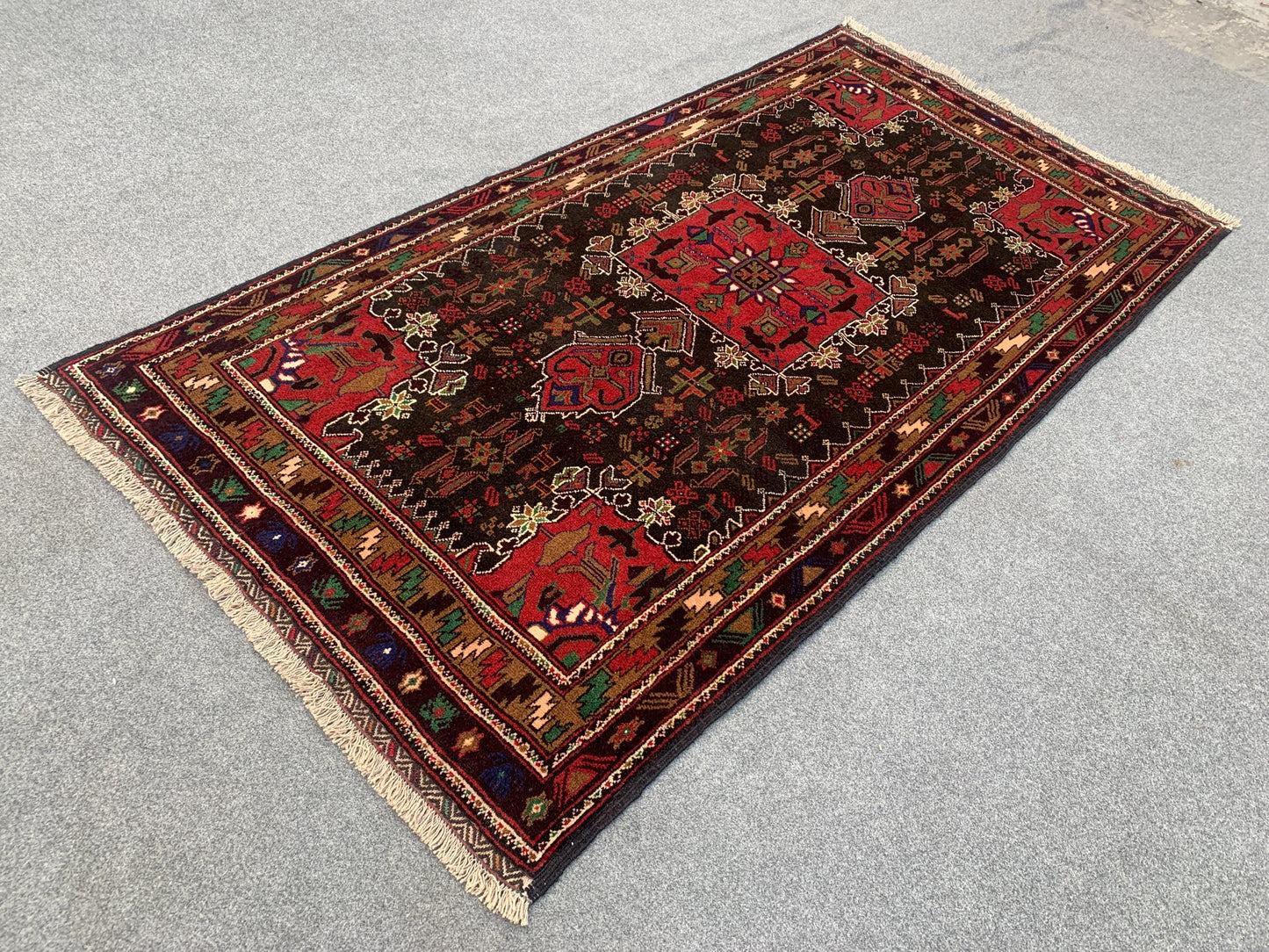Vintage Geometric Rug 4x7 ft Afghan Handmade Rug, Famous Herati Rug Baluchi Rug, Oriental Wool Rug Pictorial Rug Kitchen Rug Bedroom Rug etc