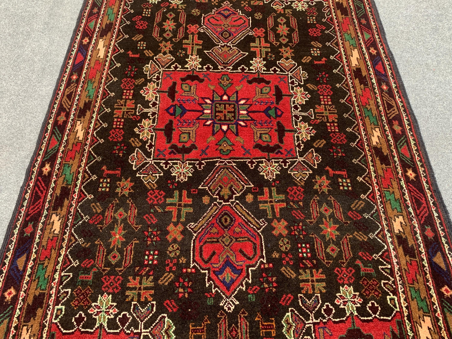 Vintage Geometric Rug 4x7 ft Afghan Handmade Rug, Famous Herati Rug Baluchi Rug, Oriental Wool Rug Pictorial Rug Kitchen Rug Bedroom Rug etc