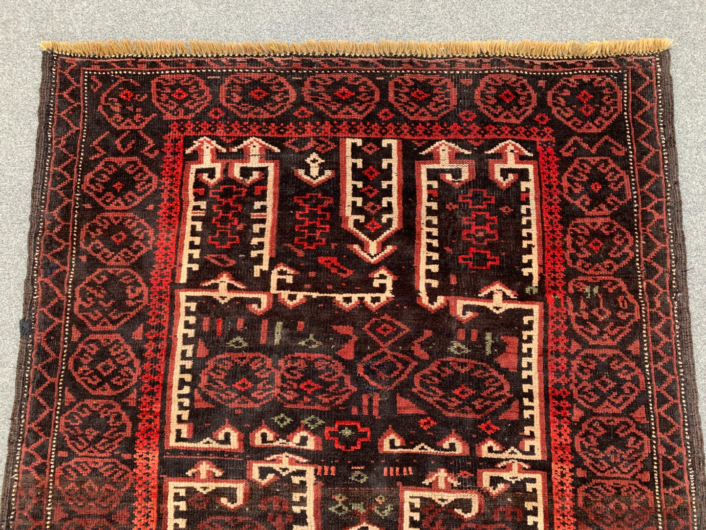 4x6 Vintage Afghani Herati Rug Hand Knotted Wool Rug, Herati Baluchi Rug, Geometric Area Rug Tribal Rug Oriental Rug, Bedroom Rug 3.6x5.5 ft