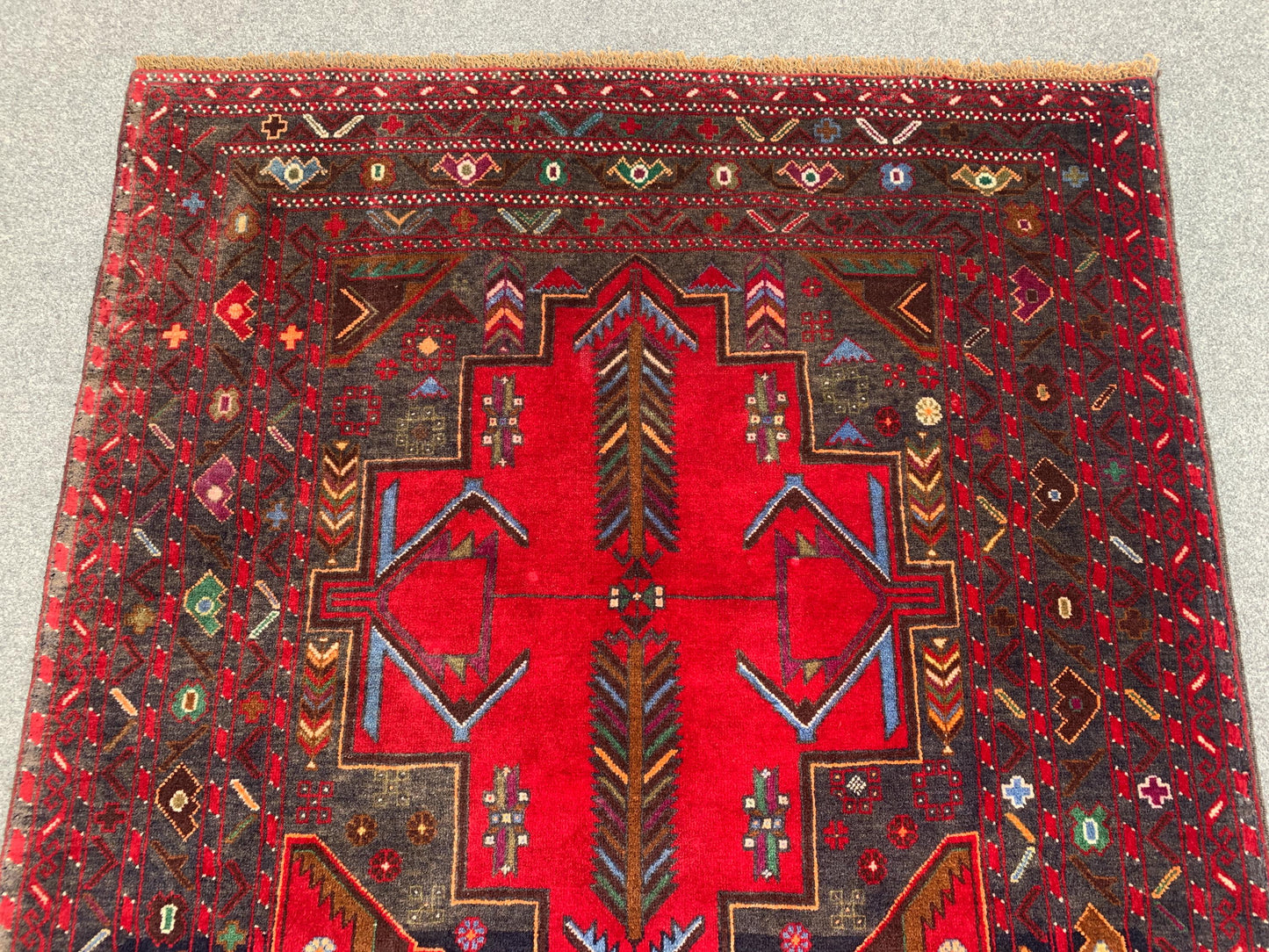 Afghan Baluchi Rug 4x6 ft Herati Hand Knotted Rug, Vintage Famous Baluchi Rug, Geometric Oriental Wool Rug, Living Room Rug, Home Decor Rug.
