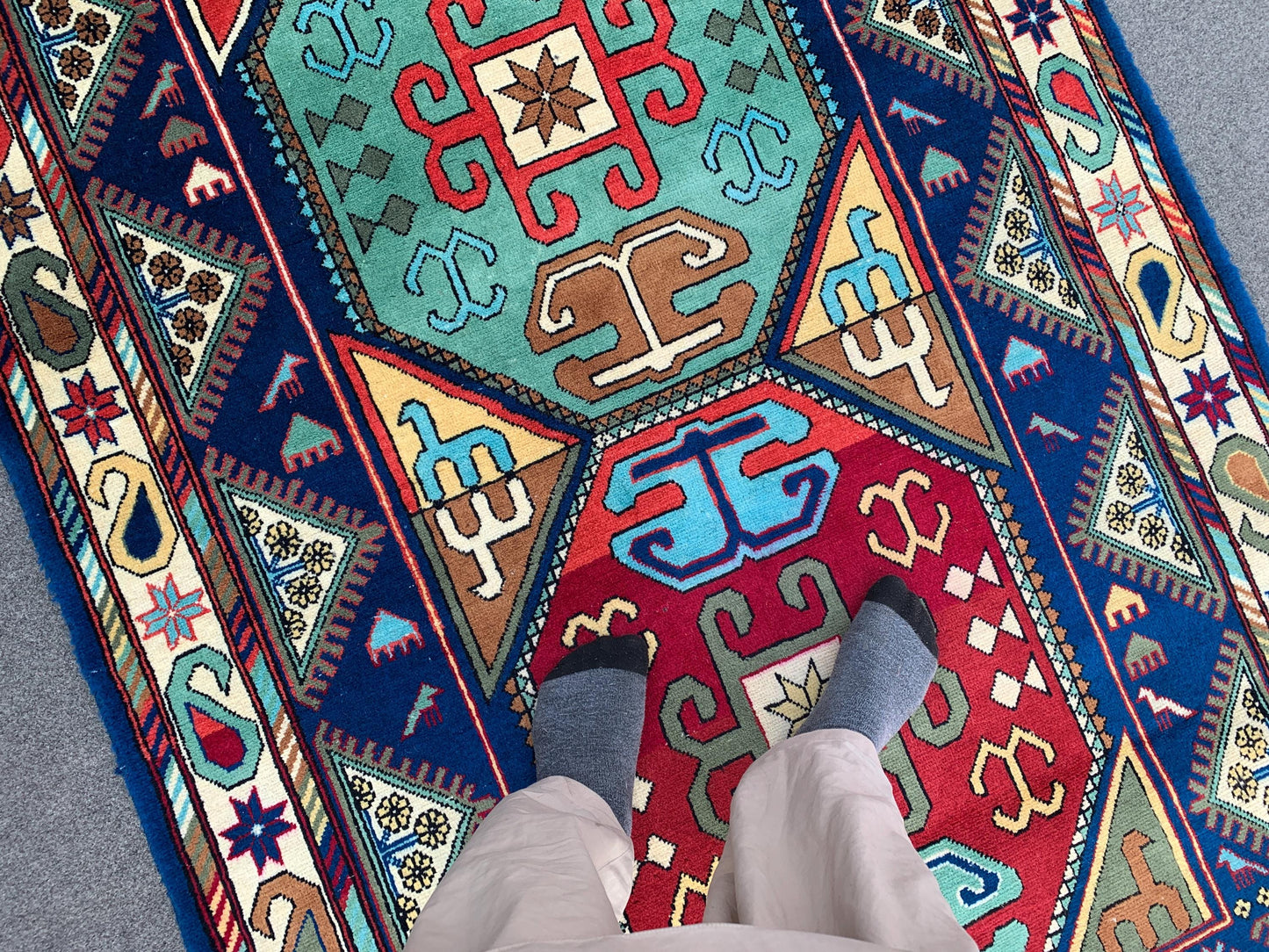 Afghan Geometric Peshawari Kazak Rug, Hand Knotted Wool Rug, Turkmen Tribal Rug, Oriental Rug Home Decor Rug, Bedroom Living Room Rug 4x7 ft