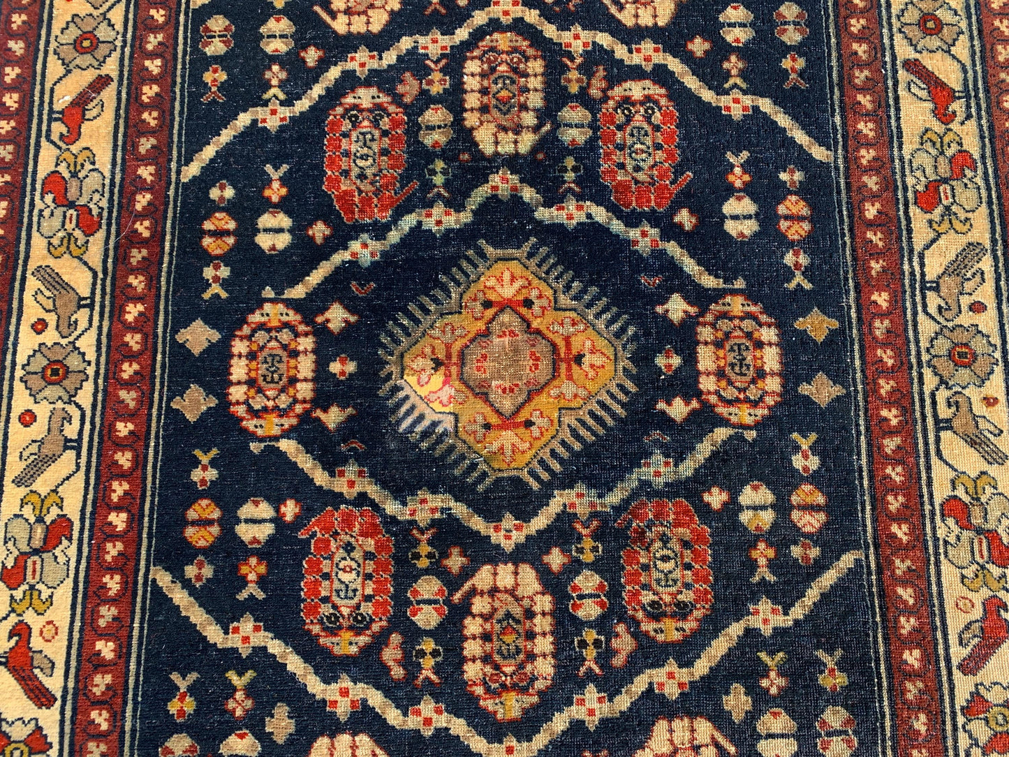 Vintage Turkish design Rug, Small Geometric Rug, Hand Knotted Wool Rug, Antique Area Rug, Low Pile Rug, Bedroom Rug, Kitchen Rug etc 3x5 ft
