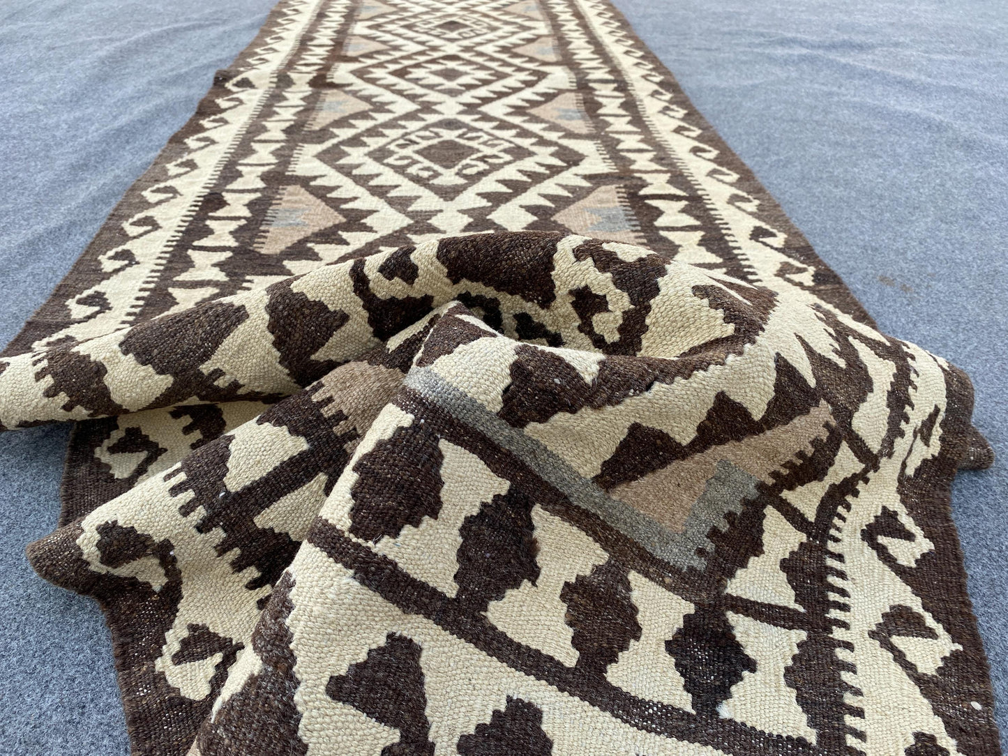 Geometric Maimana Sumak Kilim Runner Rug, Afghan Hand Knotted Rug, Flatweave Kilim Rug Natural Kilim Rug, Bedroom Hallway Runner Rug 3x10 ft