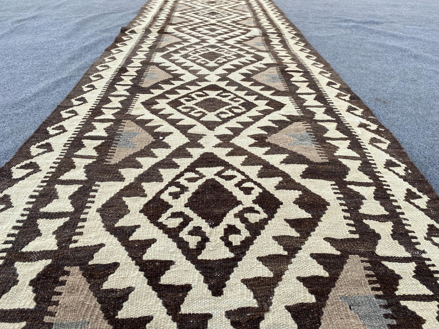 Geometric Maimana Sumak Kilim Runner Rug, Afghan Hand Knotted Rug, Flatweave Kilim Rug Natural Kilim Rug, Bedroom Hallway Runner Rug 3x10 ft