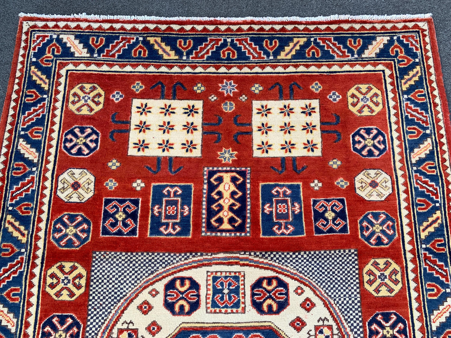 4x6 ft Turkmen Geometric Area Rug, Afghan Hand Knotted Rug, Oriental Wool Rug Afghan Kazak Rug, Home Decor Rug, Bedroom Rug Living Room Rug.