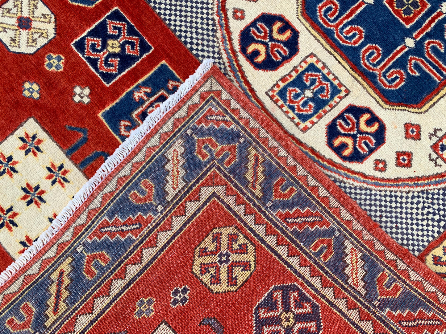 4x6 ft Turkmen Geometric Area Rug, Afghan Hand Knotted Rug, Oriental Wool Rug Afghan Kazak Rug, Home Decor Rug, Bedroom Rug Living Room Rug.