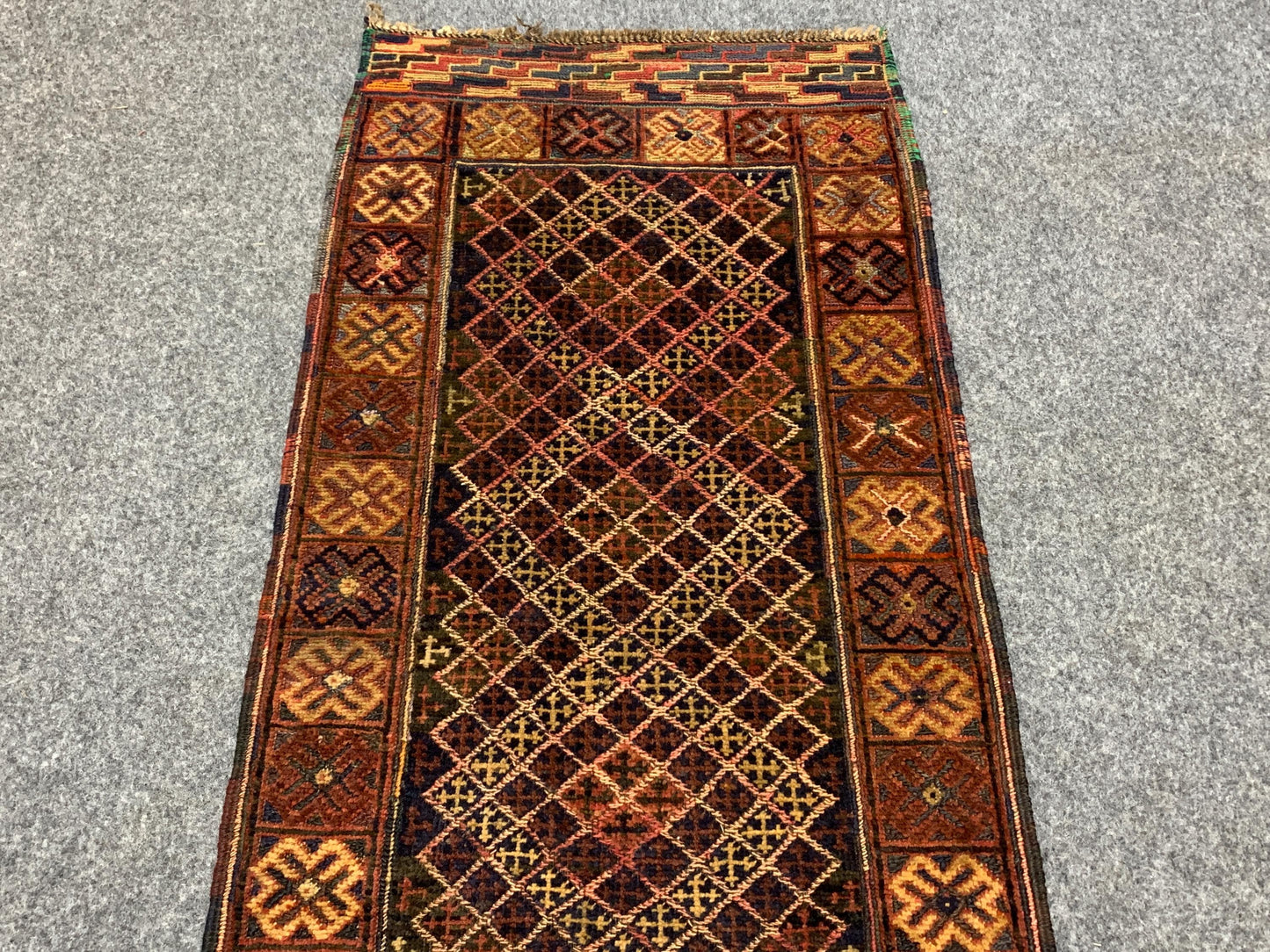 Vintage Geometric Rug, Mashwani Runner Kilim Rug, Afghan Handmade Rug, Herati Wool Rug, One of a kind Antique Rug, Hallway Runner Rug 2x9 ft