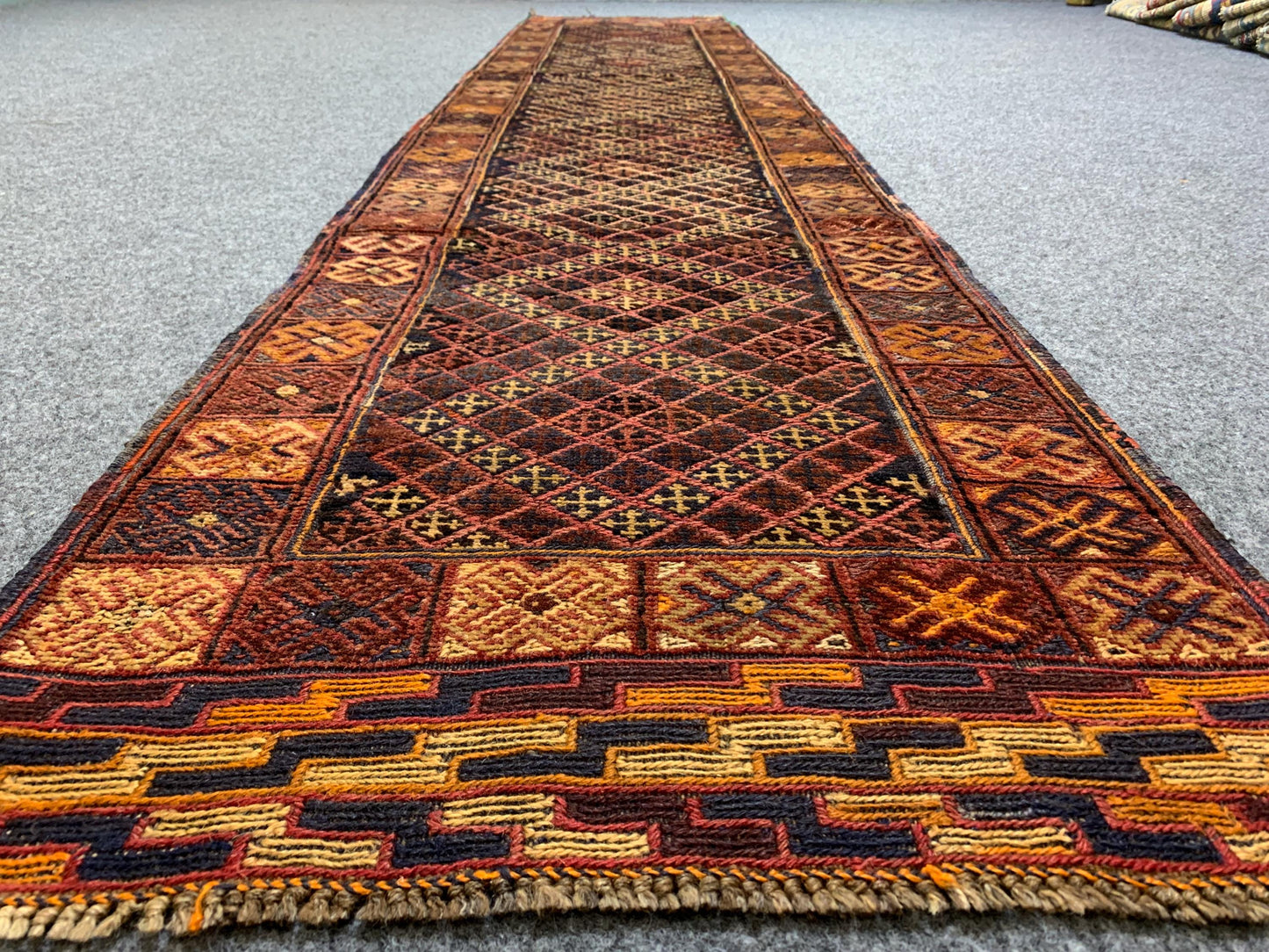 Vintage Geometric Rug, Mashwani Runner Kilim Rug, Afghan Handmade Rug, Herati Wool Rug, One of a kind Antique Rug, Hallway Runner Rug 2x9 ft