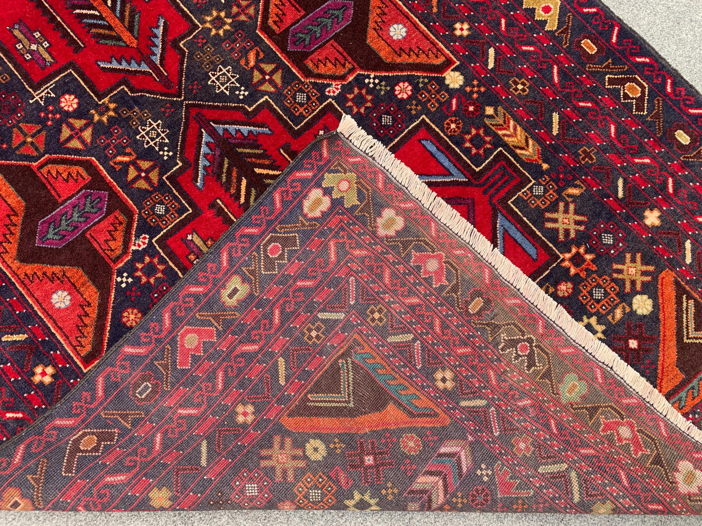 Vintage Baluchi Rug 4x6 ft Hand Knotted Wool Rug. Geometric Area Rug, Afghan Tribal Rug, One of a kind Herati Rug, Living Room Bedroom Rug.