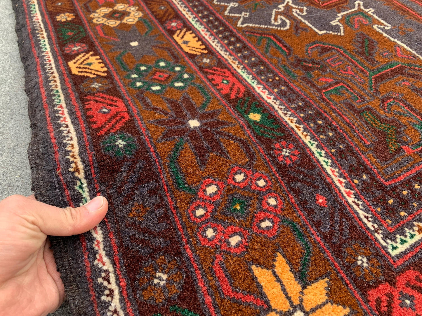 Vintage Rug 4x7 ft Handmade Afghan Rug, Famous Herati Baluchi Rug Oriental Wool Rug, Geometric Rug, Home Decor Living Room Rug, Bedroom Rug.
