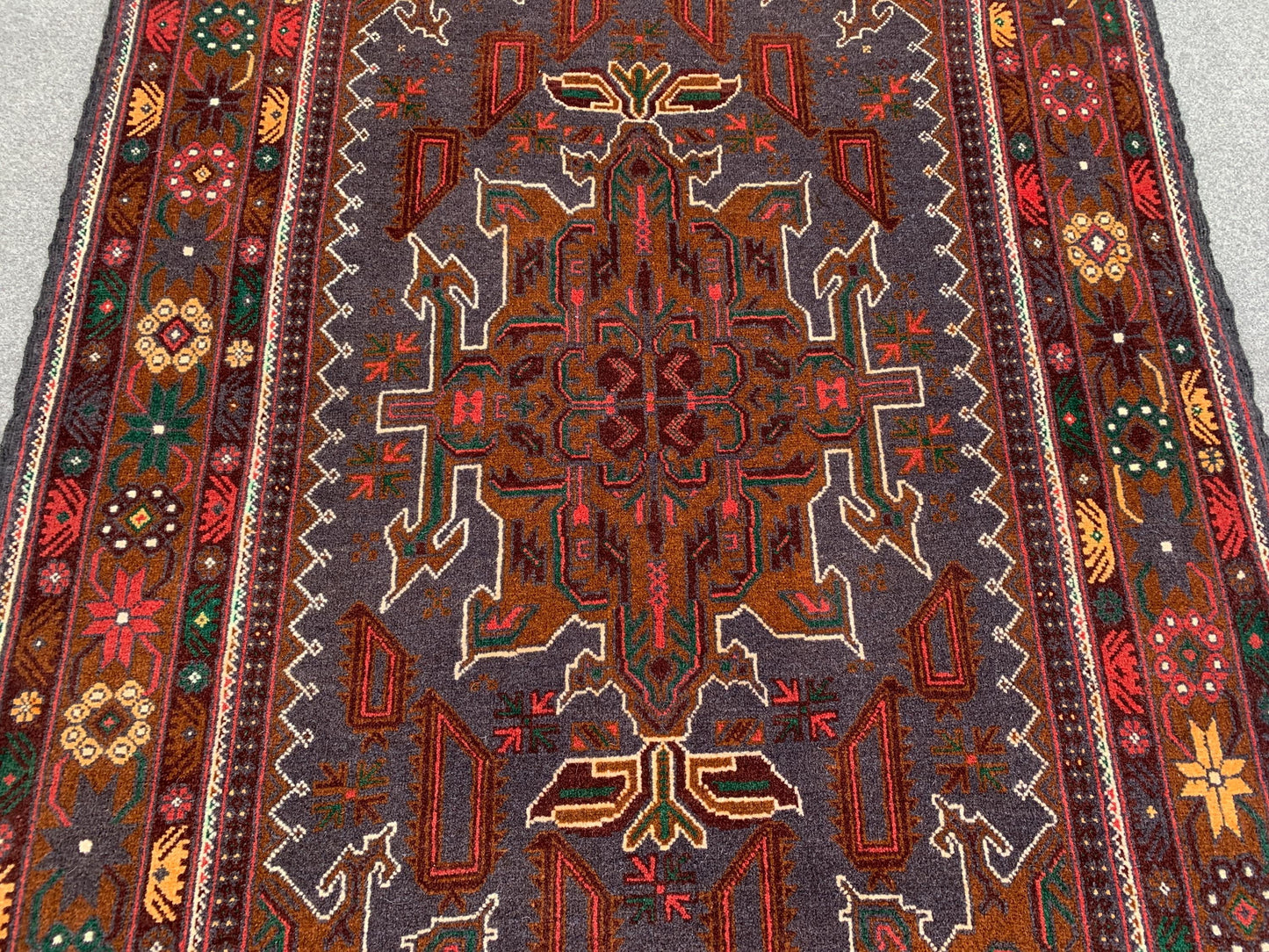 Vintage Rug 4x7 ft Handmade Afghan Rug, Famous Herati Baluchi Rug Oriental Wool Rug, Geometric Rug, Home Decor Living Room Rug, Bedroom Rug.