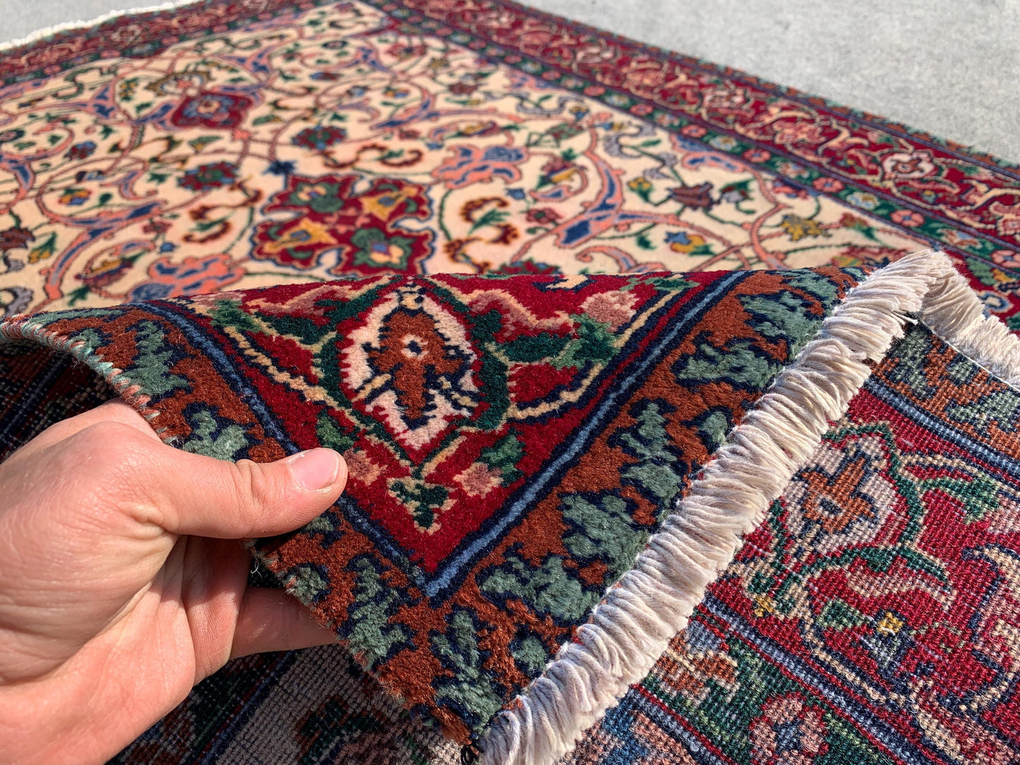 Vintage Turkish design Rug Hand Knotted Wool Rug, Beige Red Rug Geometric Area Rug One of a kind Rug, Home Decor Bedroom Living Room Rug 4x6