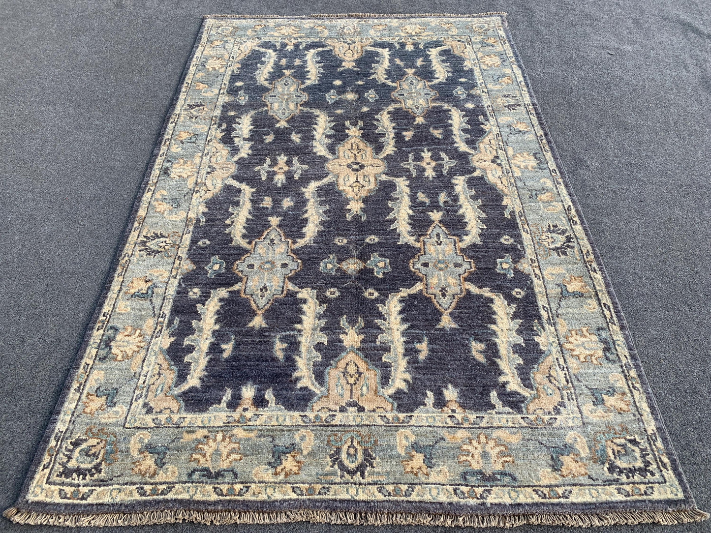 3x5 ft Grey Afghan Rug, Hand Knotted Turkmen Wool Rug, Traditional Turkmen Rug Famous Chobi Rug, Home Decor Rug Living Room Rug Bedroom Rug.
