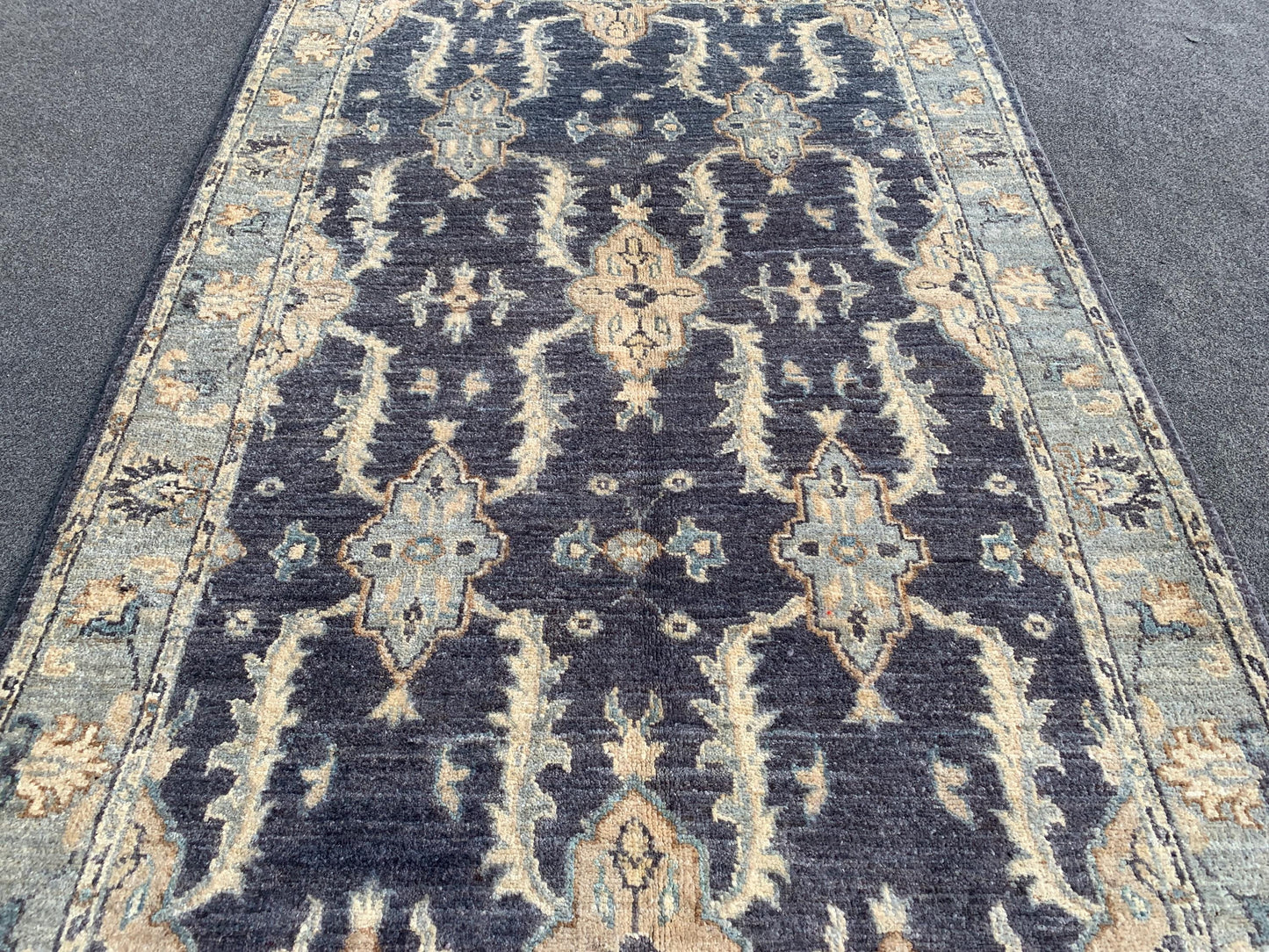 3x5 ft Grey Afghan Rug, Hand Knotted Turkmen Wool Rug, Traditional Turkmen Rug Famous Chobi Rug, Home Decor Rug Living Room Rug Bedroom Rug.