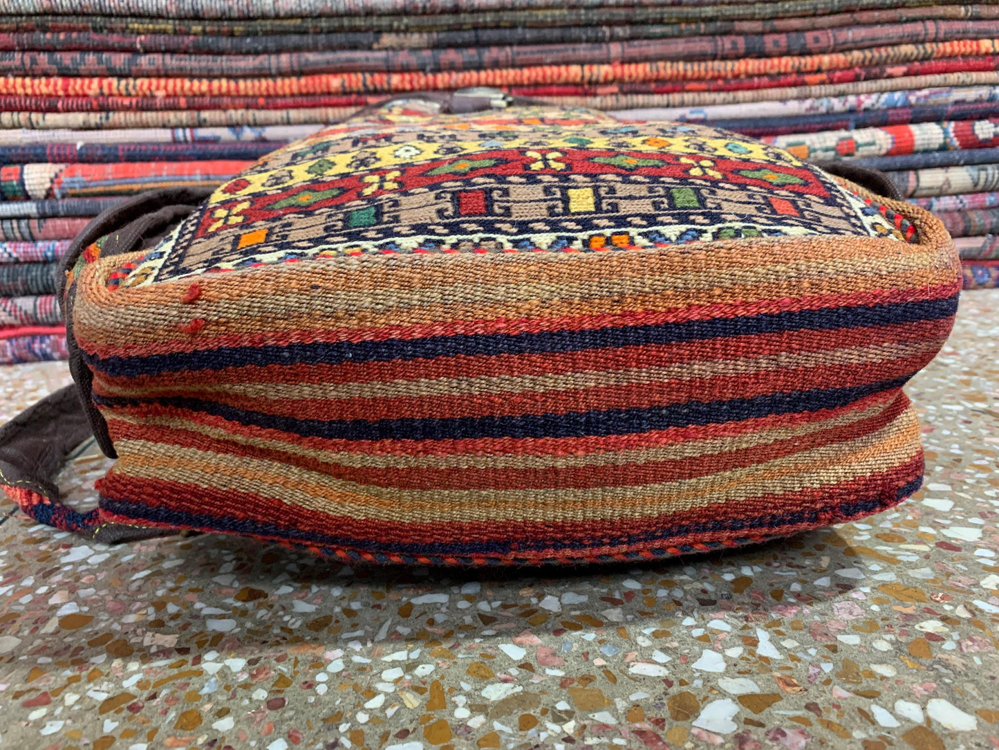Vintage Afghan Pictorial Backpack, Hand Knotted Afghan Backpack Rug, Knapsack Backpack Rug, Bag Pack, Travel Backpack Kilim Rug 0.8x1.4 ft