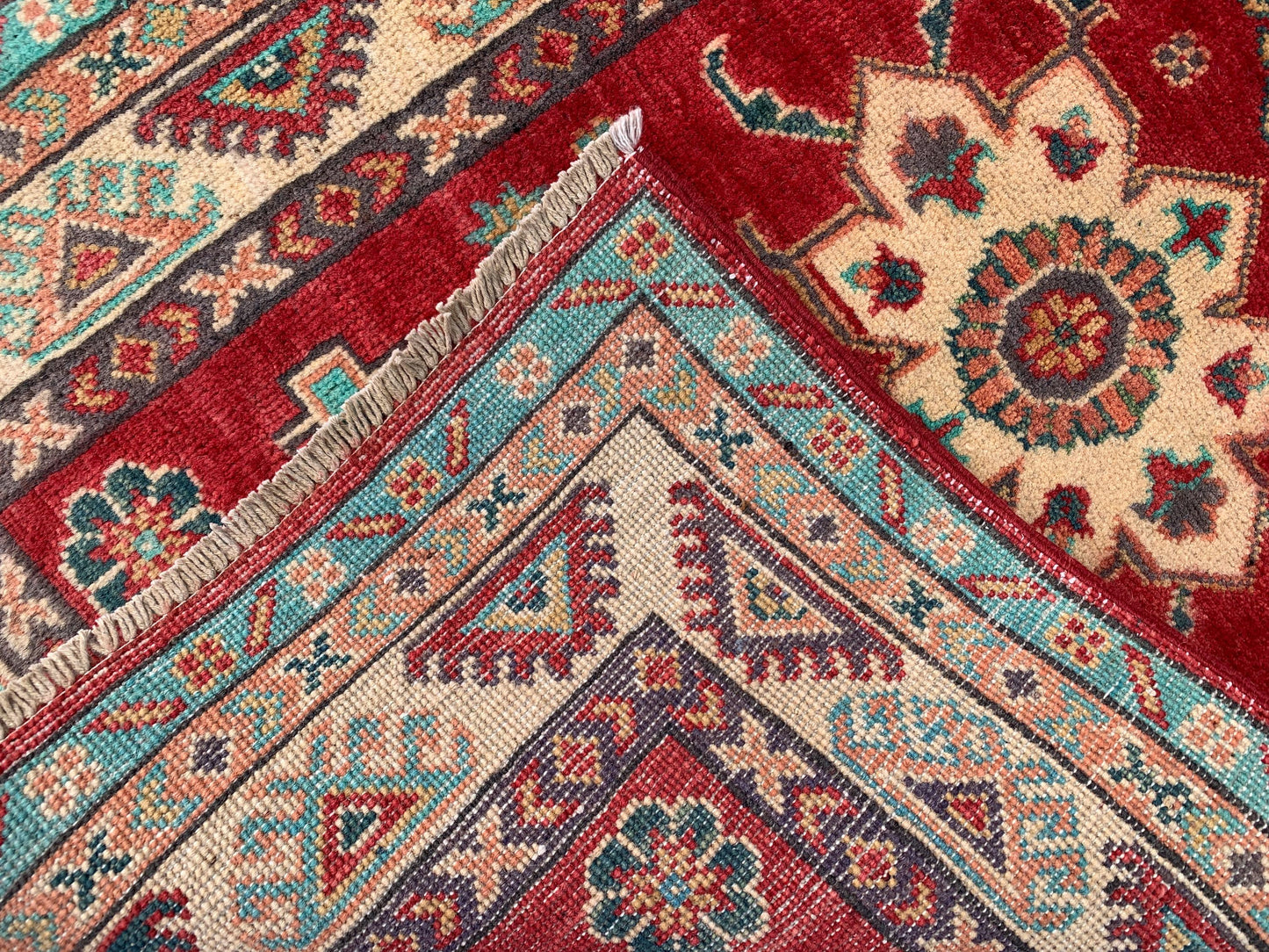 Afghan Kazak Runner Rug, Hand Knotted Wool Rug, Red Kazak Geometric Area Rug, Home Decor Rug, Bedroom Runner Rug, Hallway Runner Rug 3x10 ft