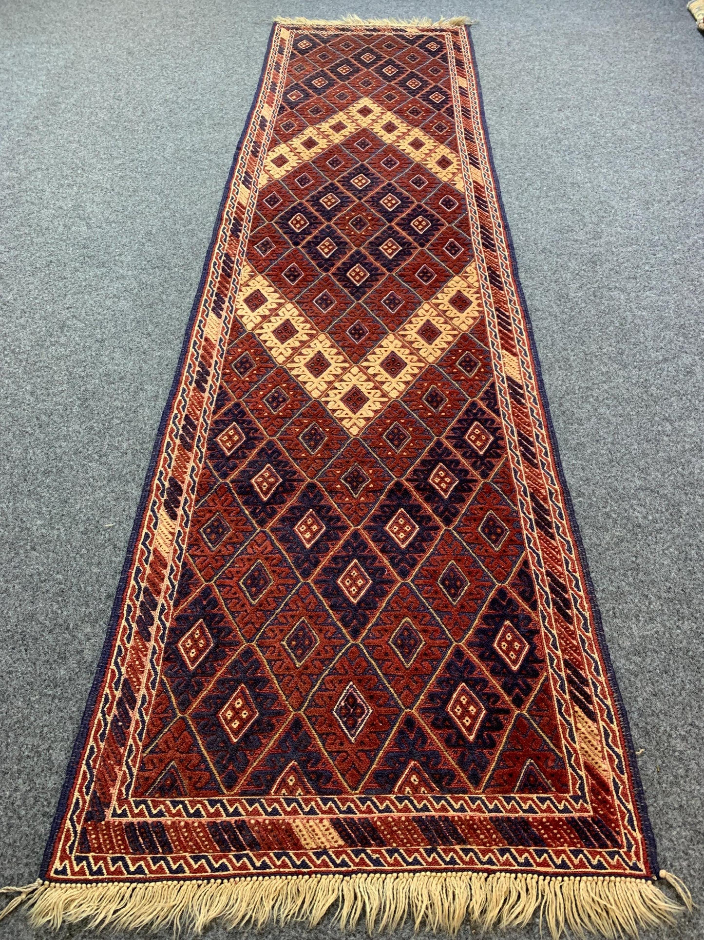 Vintage Mashwani Runner Kilim Rug Afghan Handmade Wool Rug, Herati Mashwani Rug One of a kind Antique Rug, Bedroom Hallway Runner Rug 3x9 ft