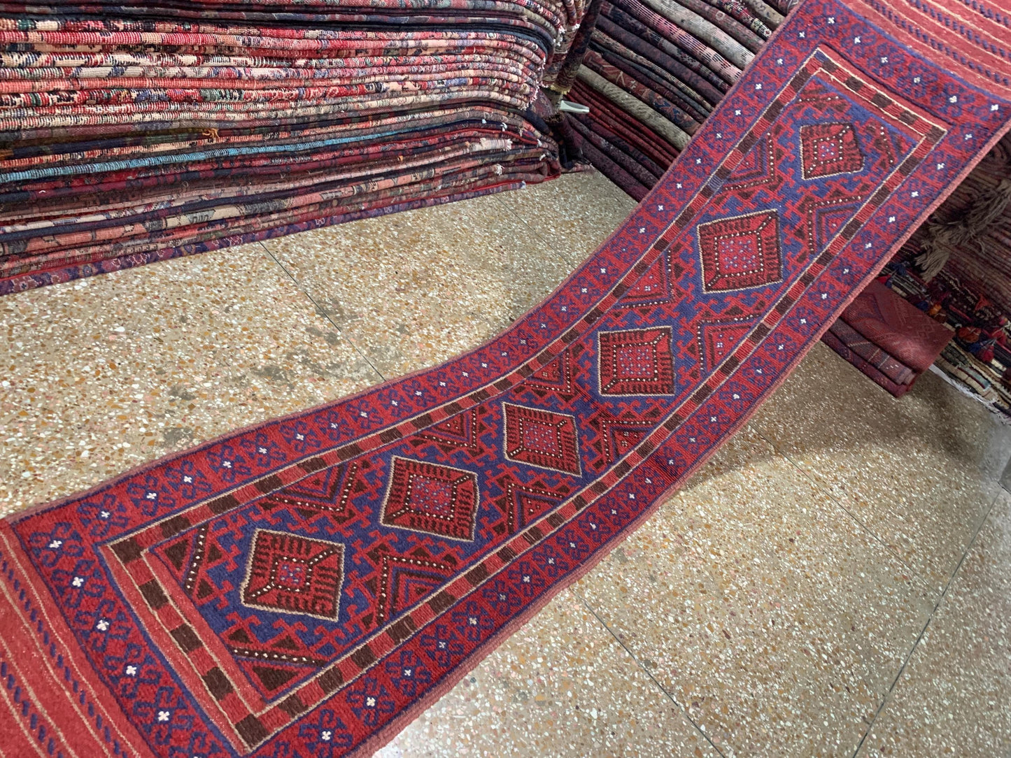 Famous Mashwani Runner Kilim Rug 2x9 ft Afghan Hand Knotted Wool Rug, New Herati Mashwani Kilim Rug, Geometric Kilim Rug Hallway Runner Rug.