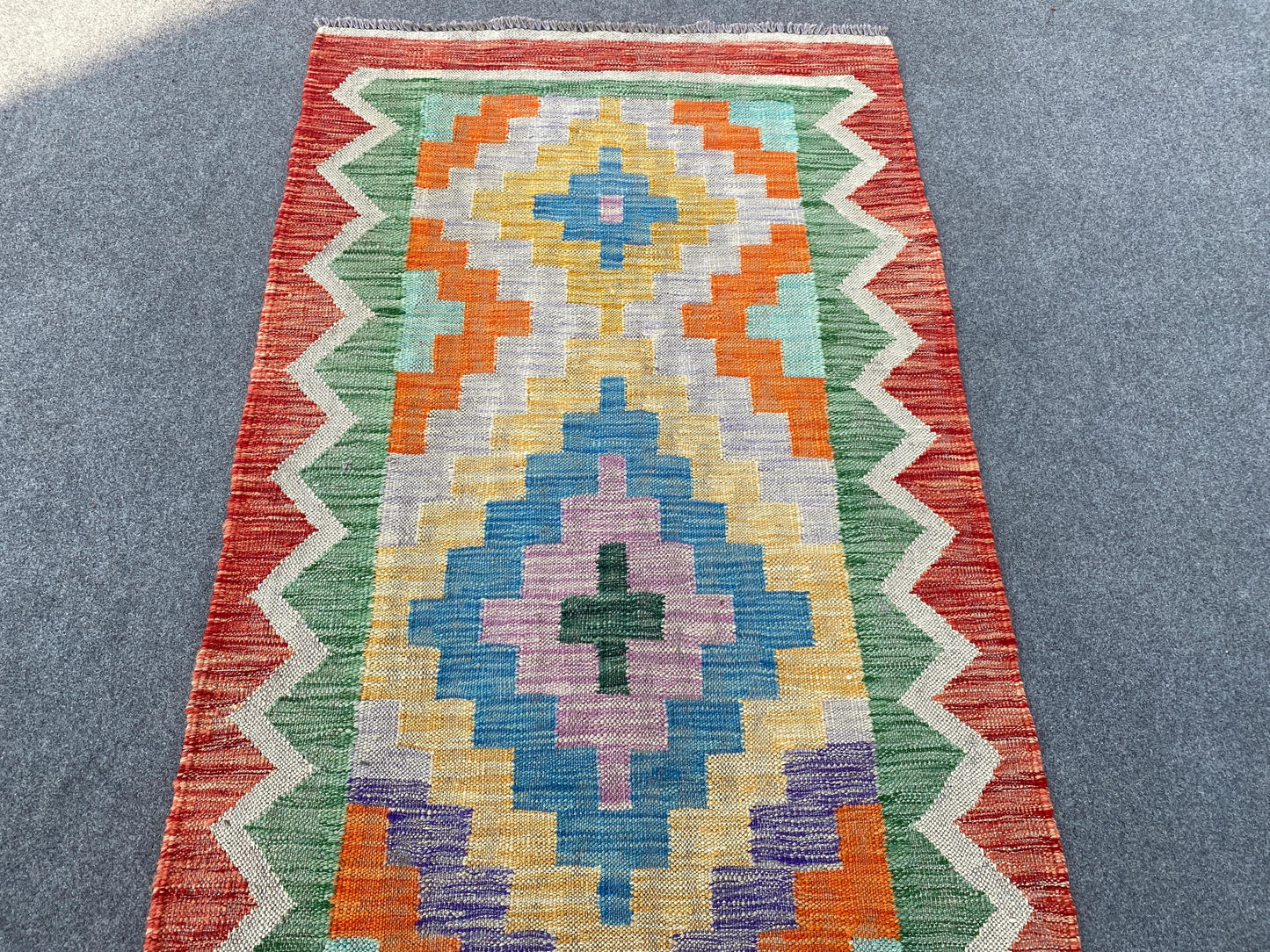 Maimana Runner sumak Kilim Rug 3x13 ft Afghan Hand woven Kilim Rug, Geometric Kilim Rug, Modern Art Rug, Home Decor Rug, Hallway Runner Rug.